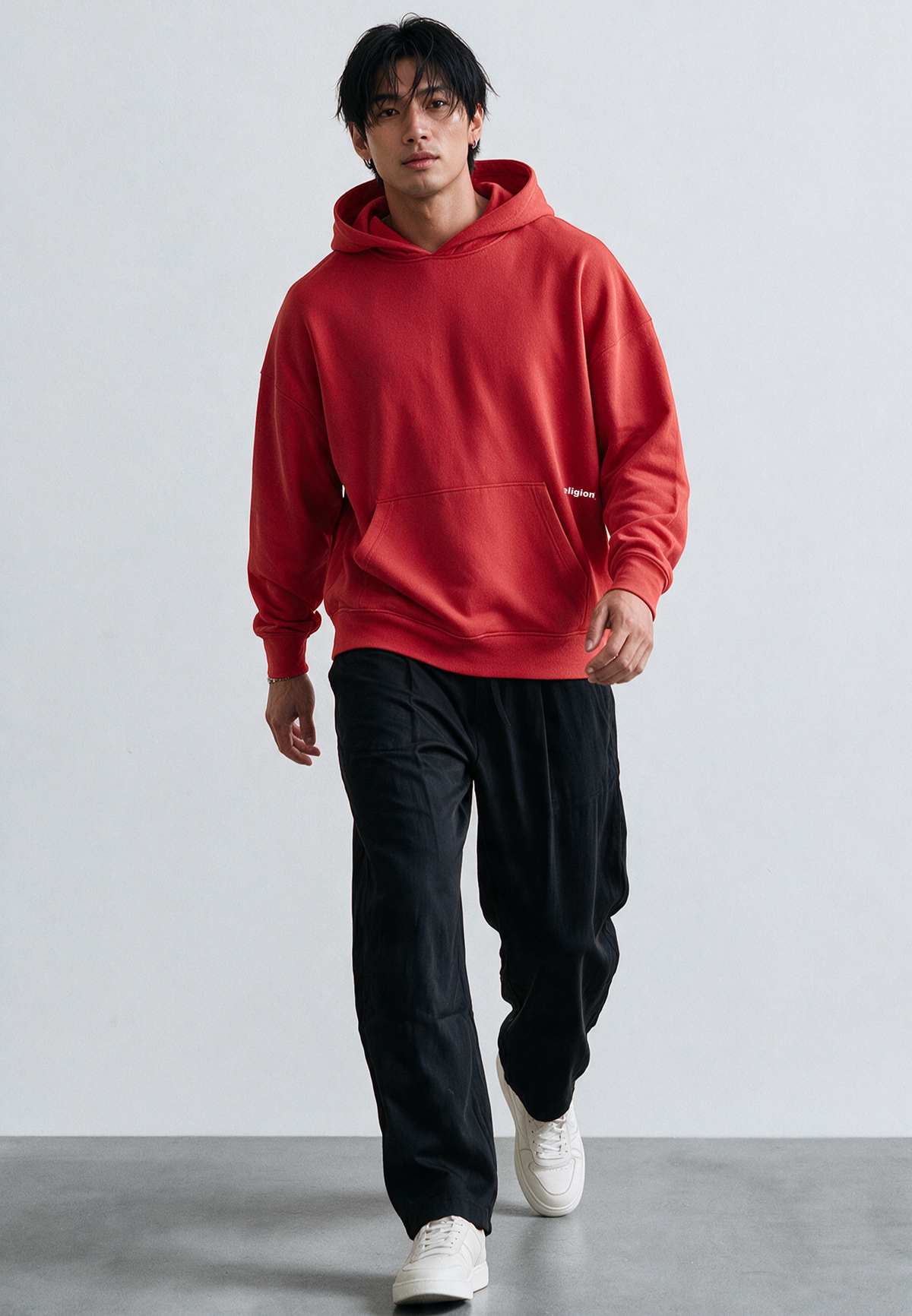 RELIGION UK RELAXED HOODIE BRIGHT RED