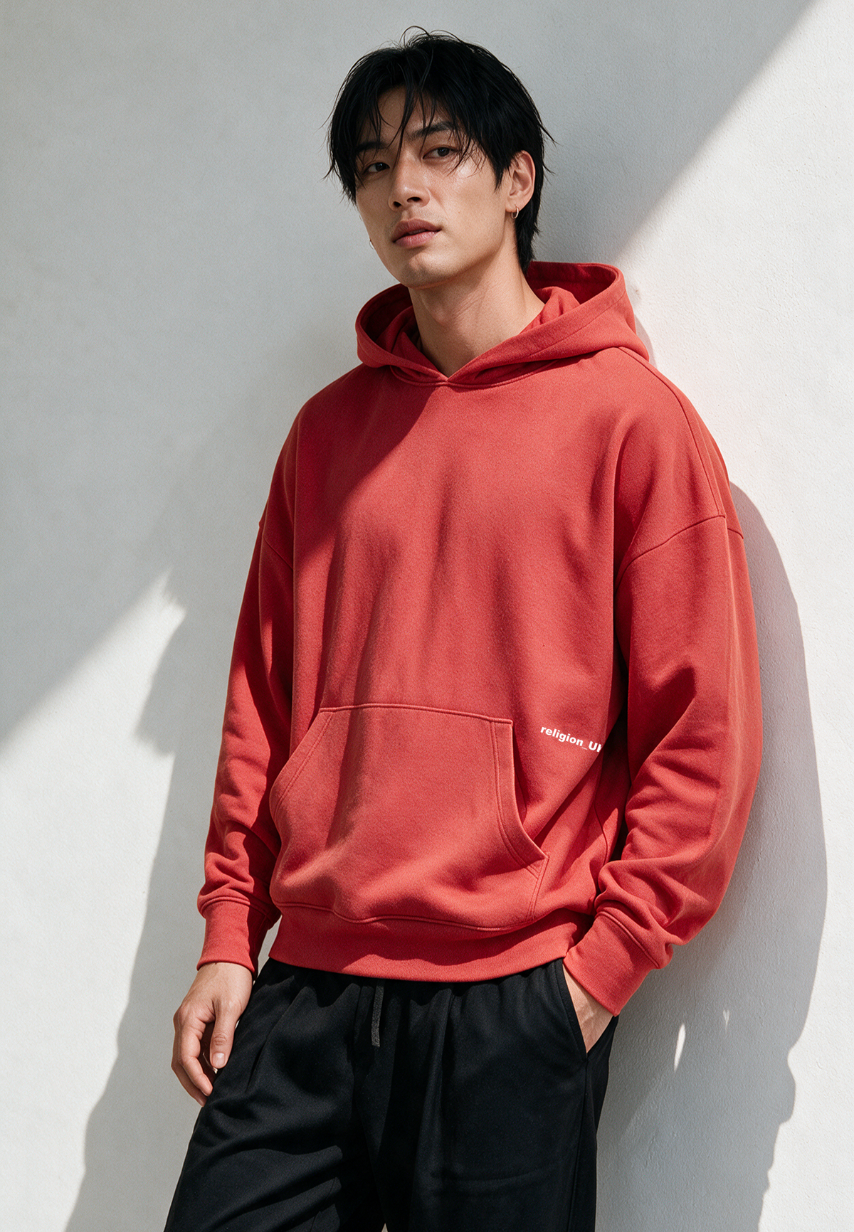 RELIGION UK RELAXED HOODIE BRIGHT RED