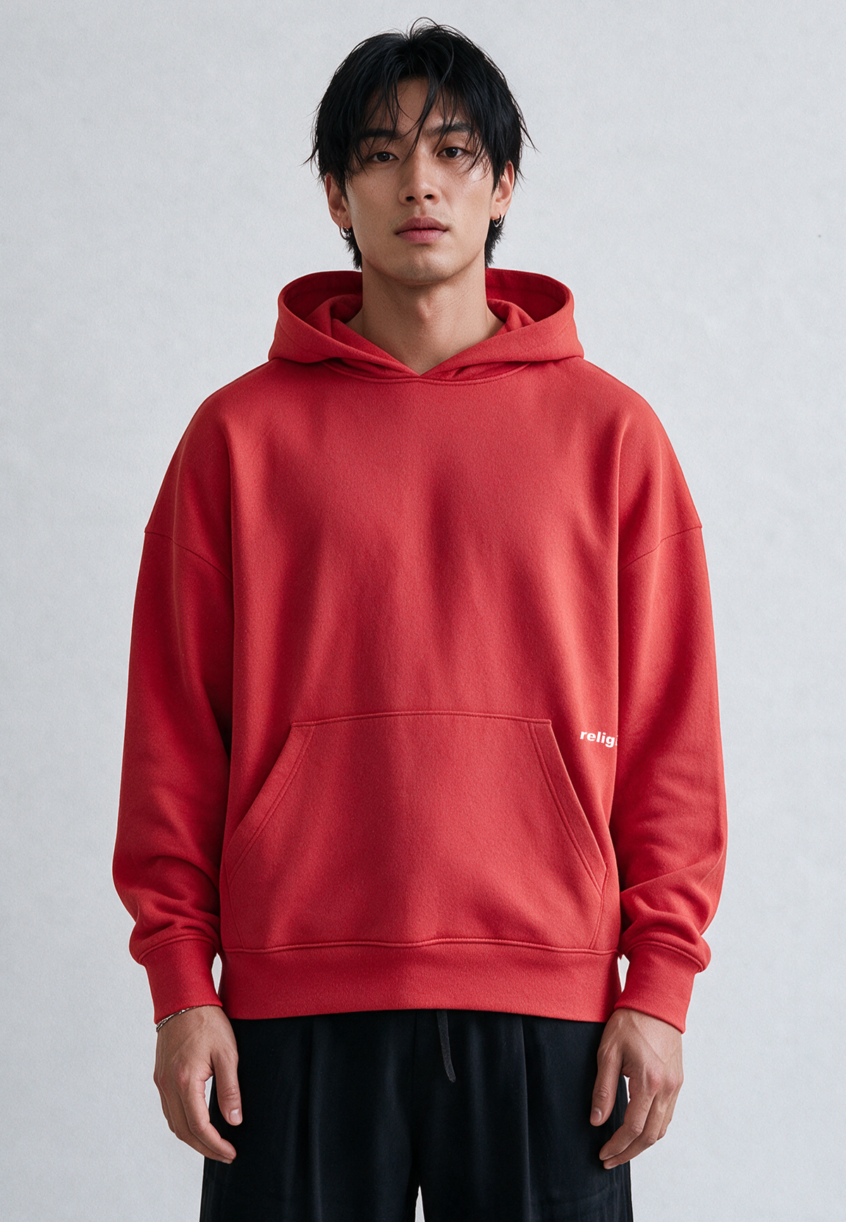 RELIGION UK RELAXED HOODIE BRIGHT RED