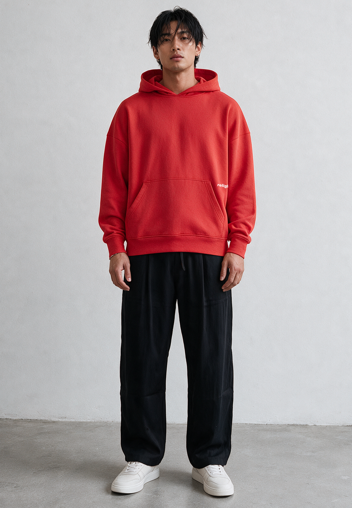 RELIGION UK RELAXED HOODIE BRIGHT RED