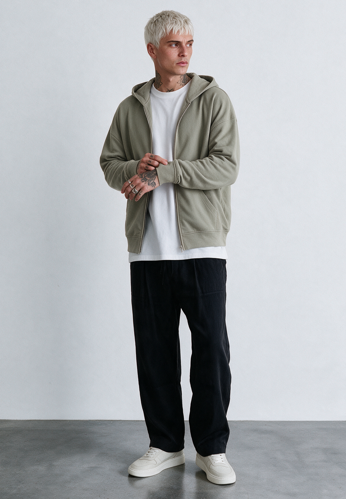 RELIGION UK ZIP UP HOODIE KHAKI