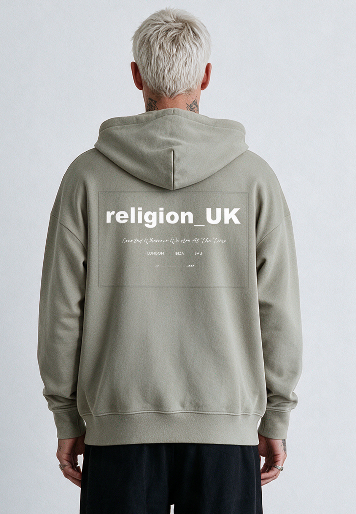 RELIGION UK ZIP UP HOODIE KHAKI