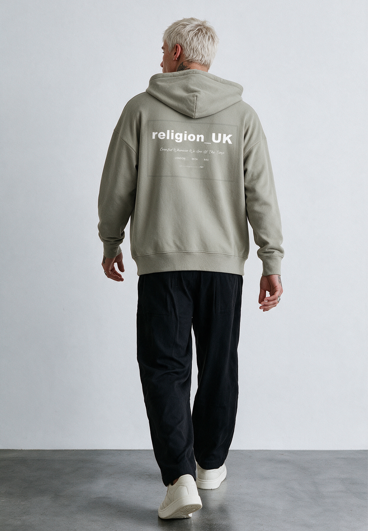 RELIGION UK ZIP UP HOODIE KHAKI