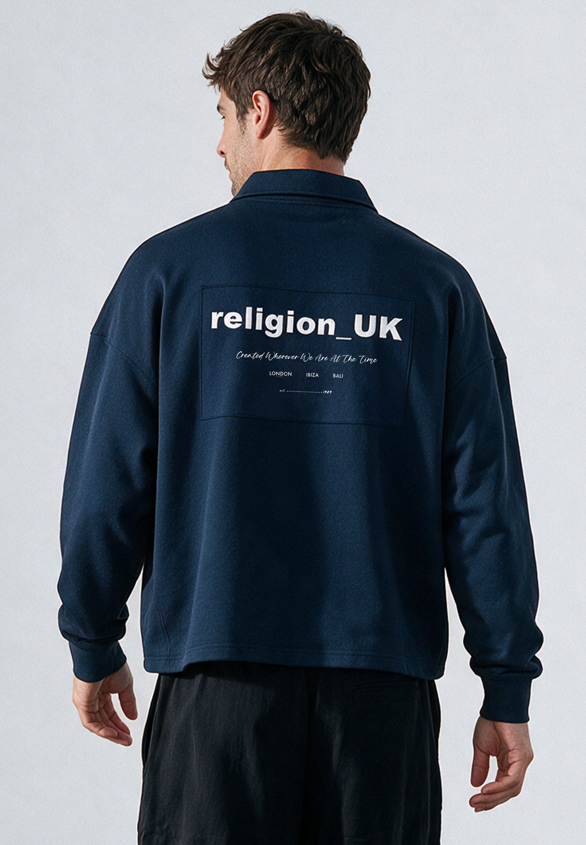RELIGION UK CROPPED ZIP SWEATSHIRT DARK NAVY