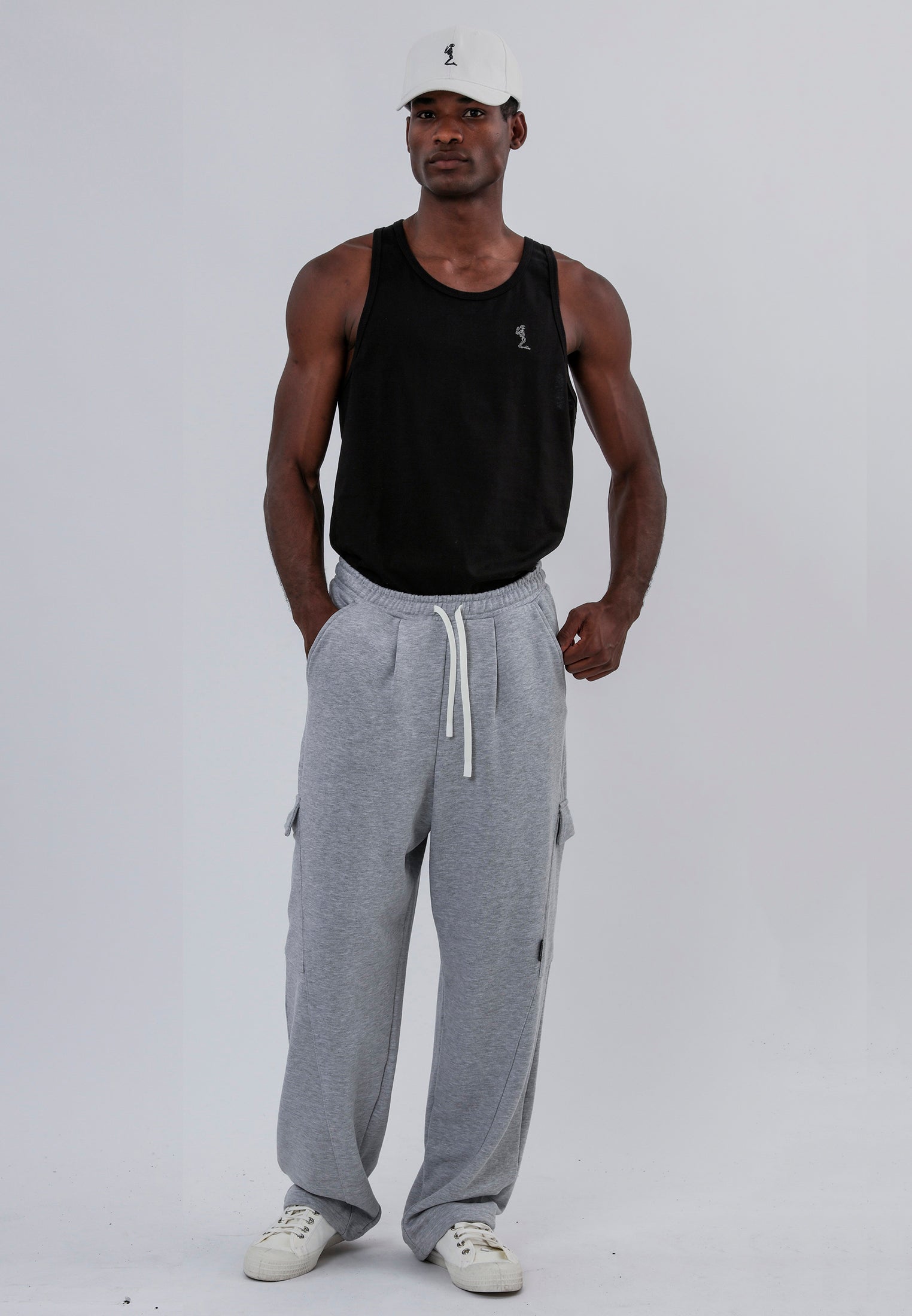 RELAXED CARGO PANTS GREY MARL