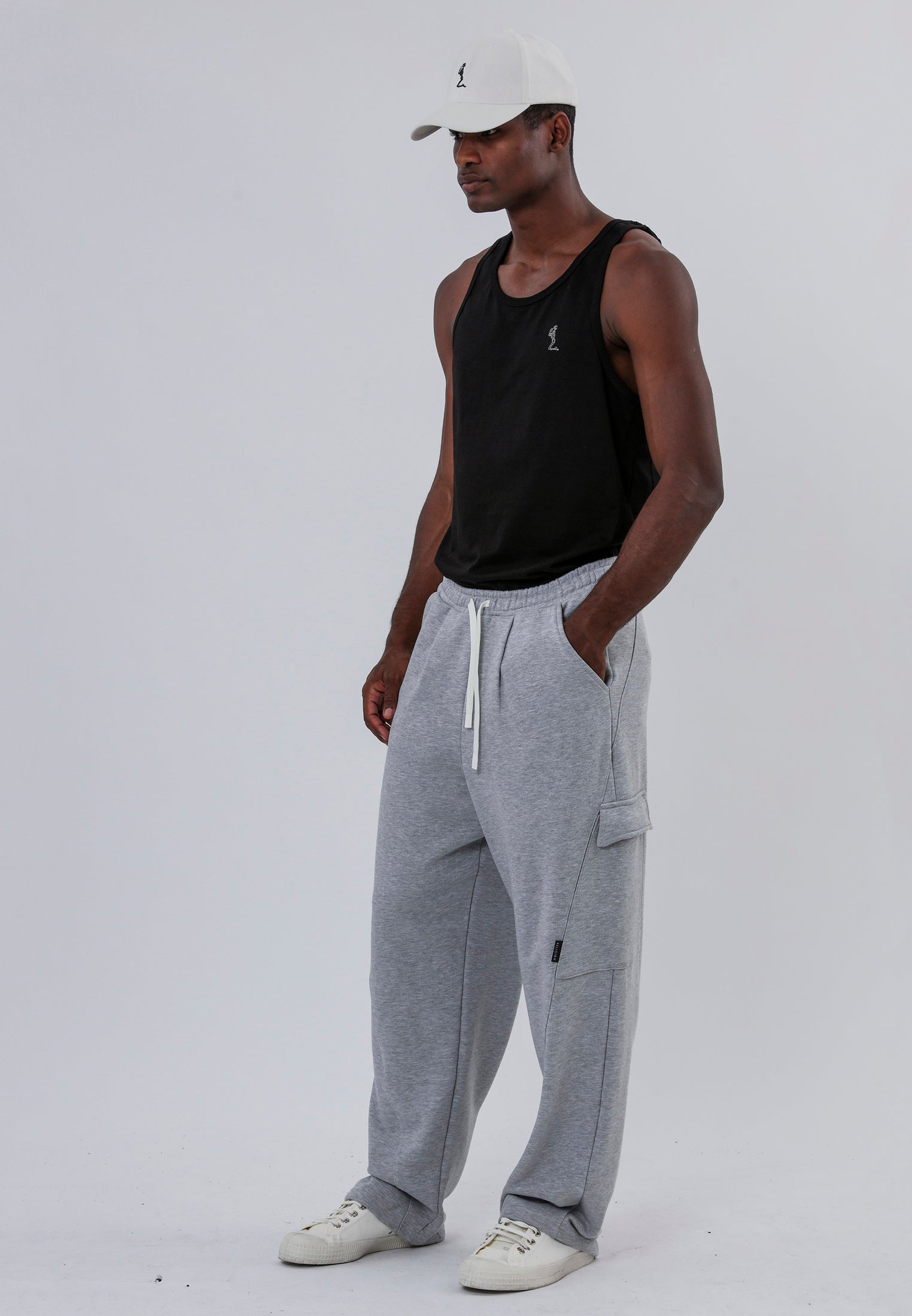 RELAXED CARGO PANTS GREY MARL