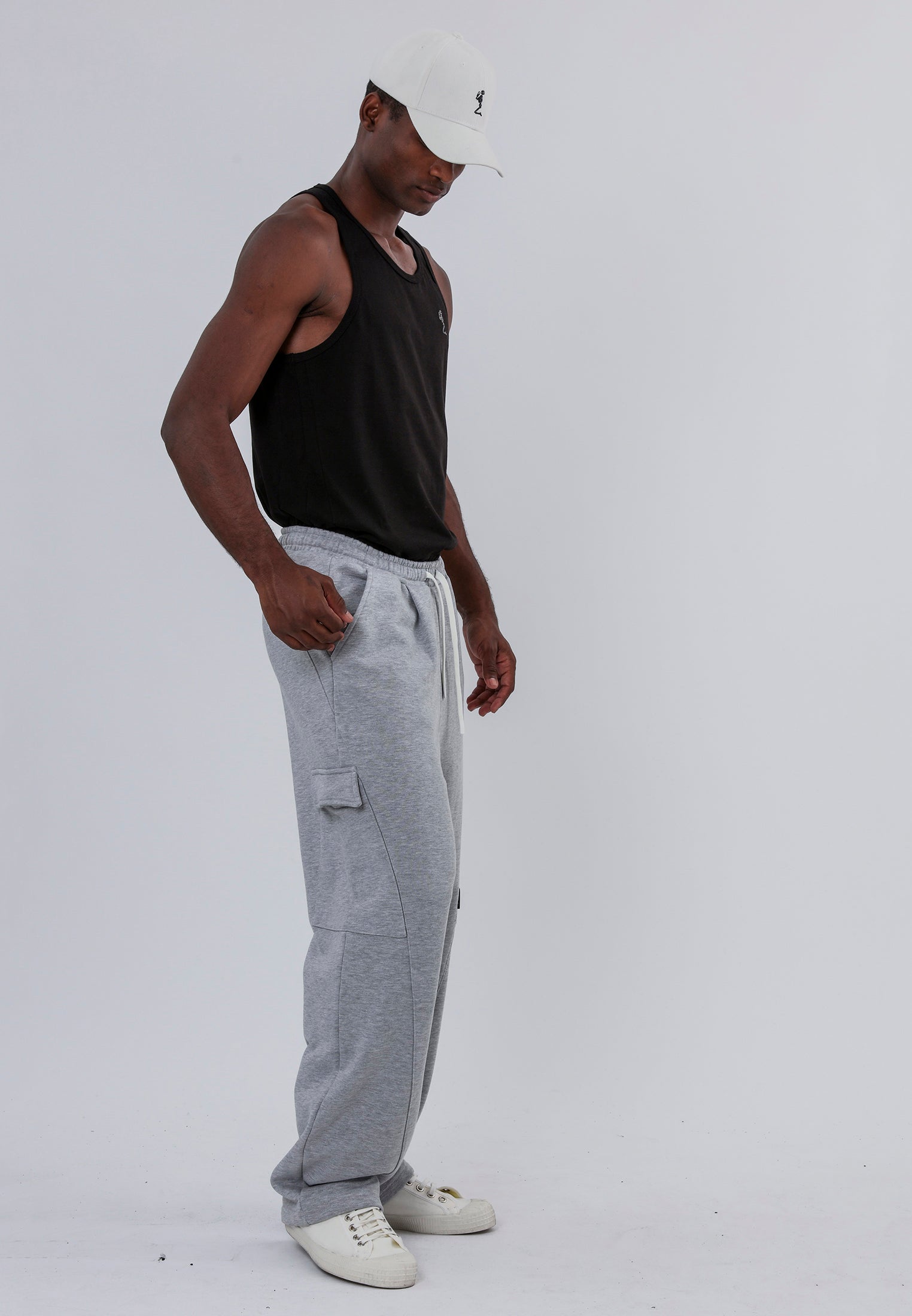 RELAXED CARGO PANTS GREY MARL