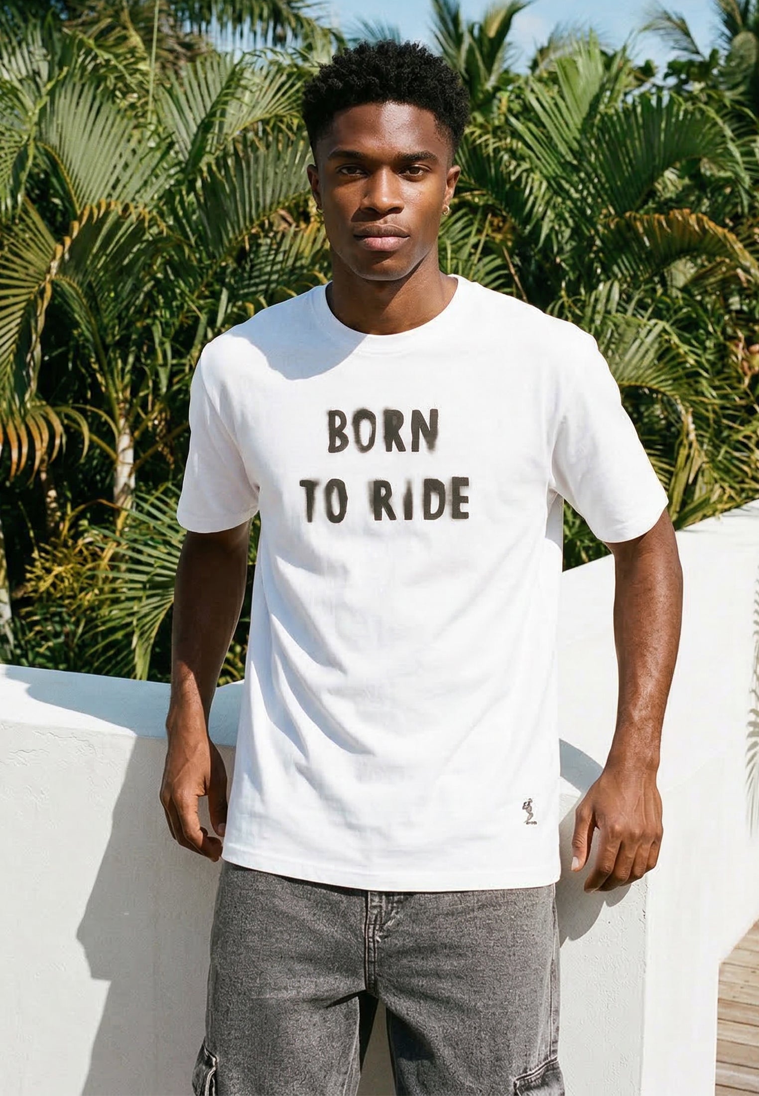 BORN TO RIDE T-SHIRT WHITE