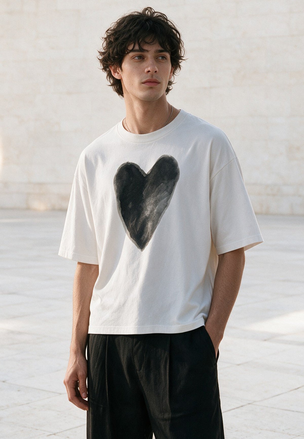HEART BOXY T-SHIRT WHITE