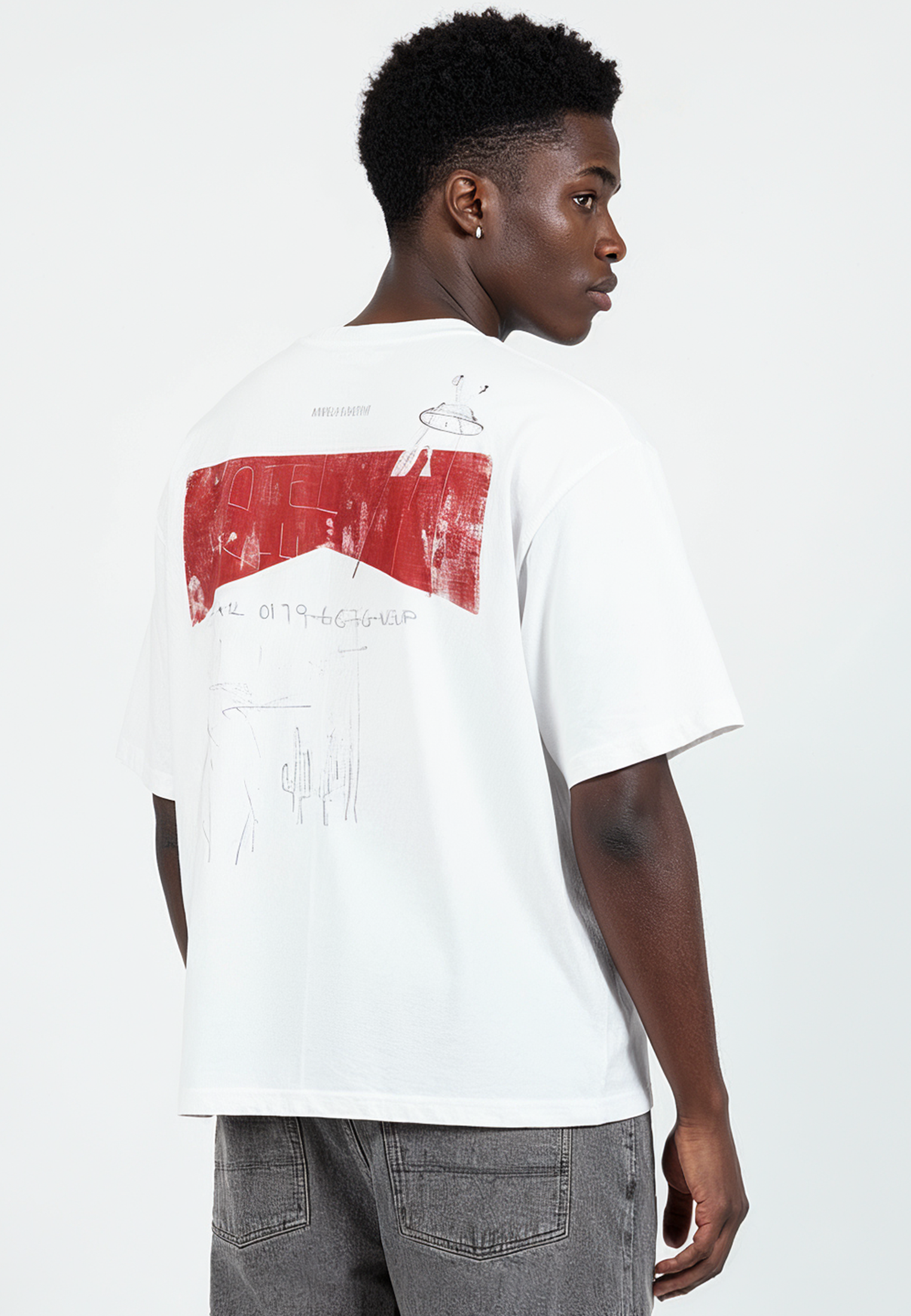 RED TAB CROP T-SHIRT WHITE