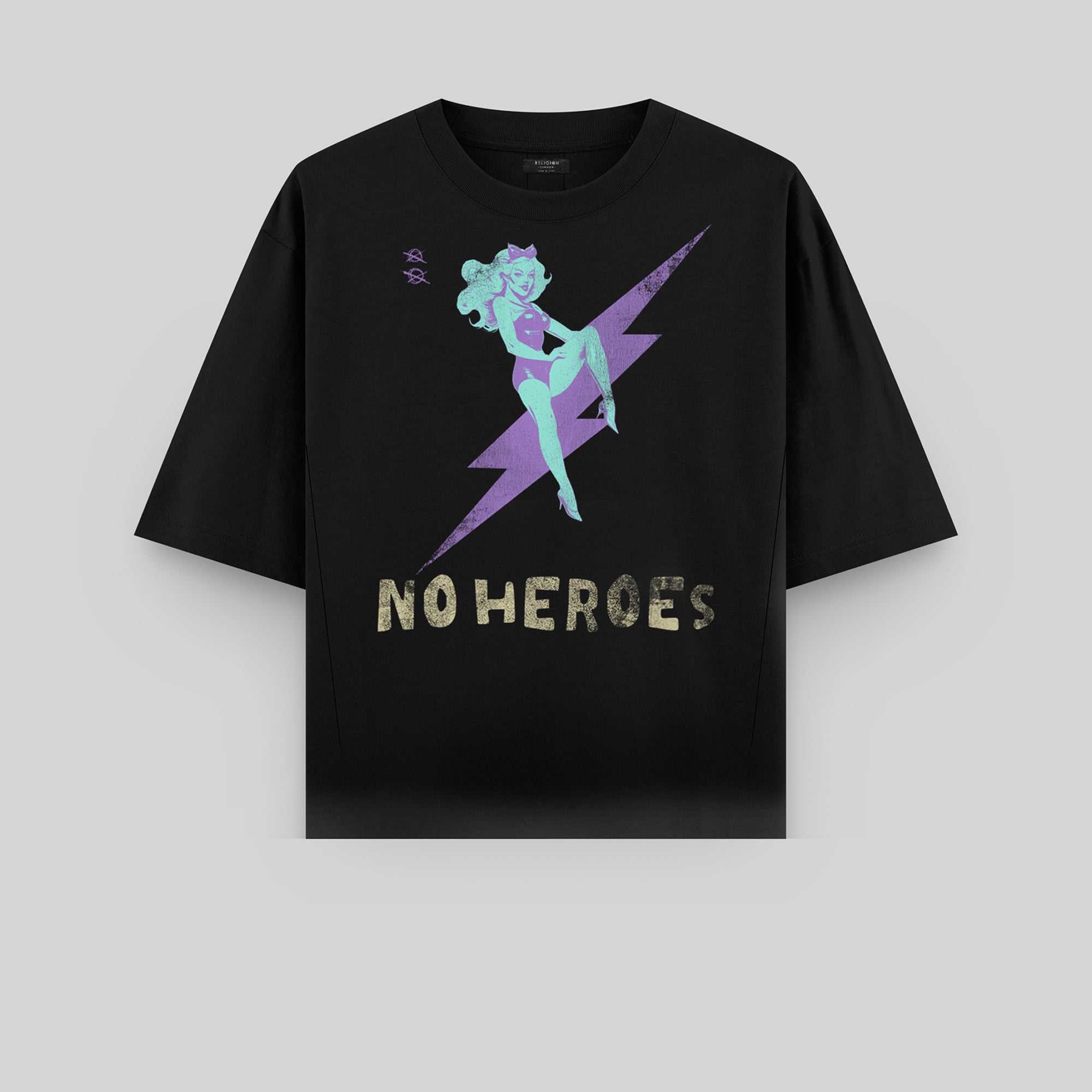 NO HEROES CROP T-SHIRT BLACK