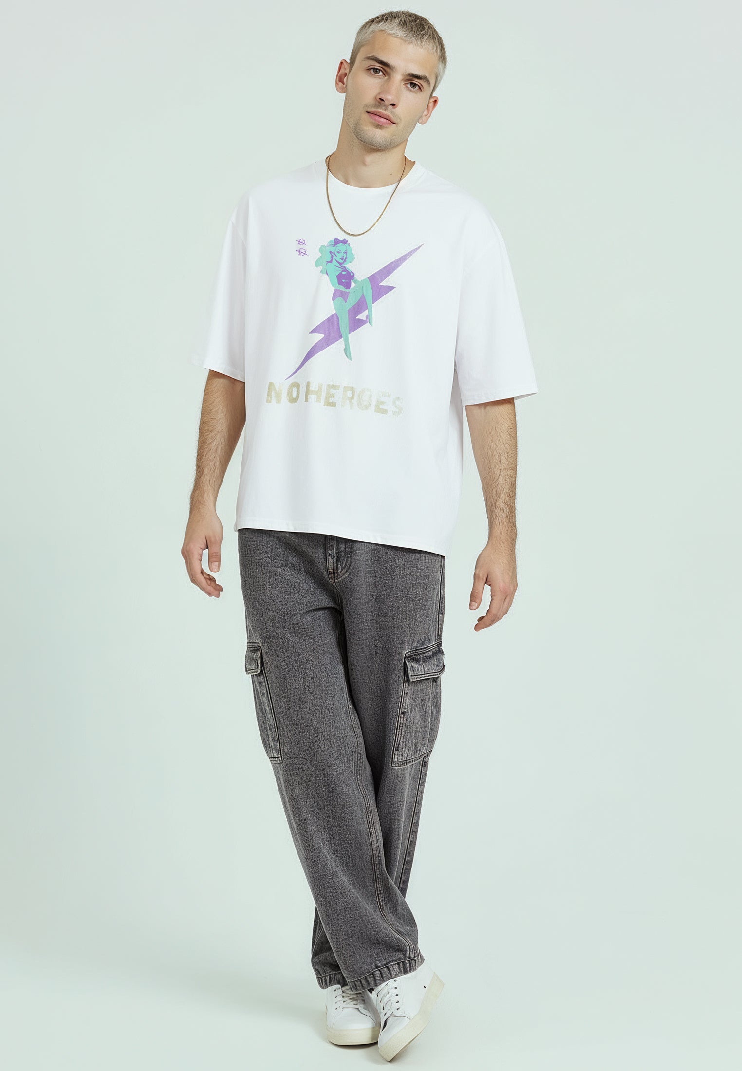 NO HEROES CROP T-SHIRT WHITE