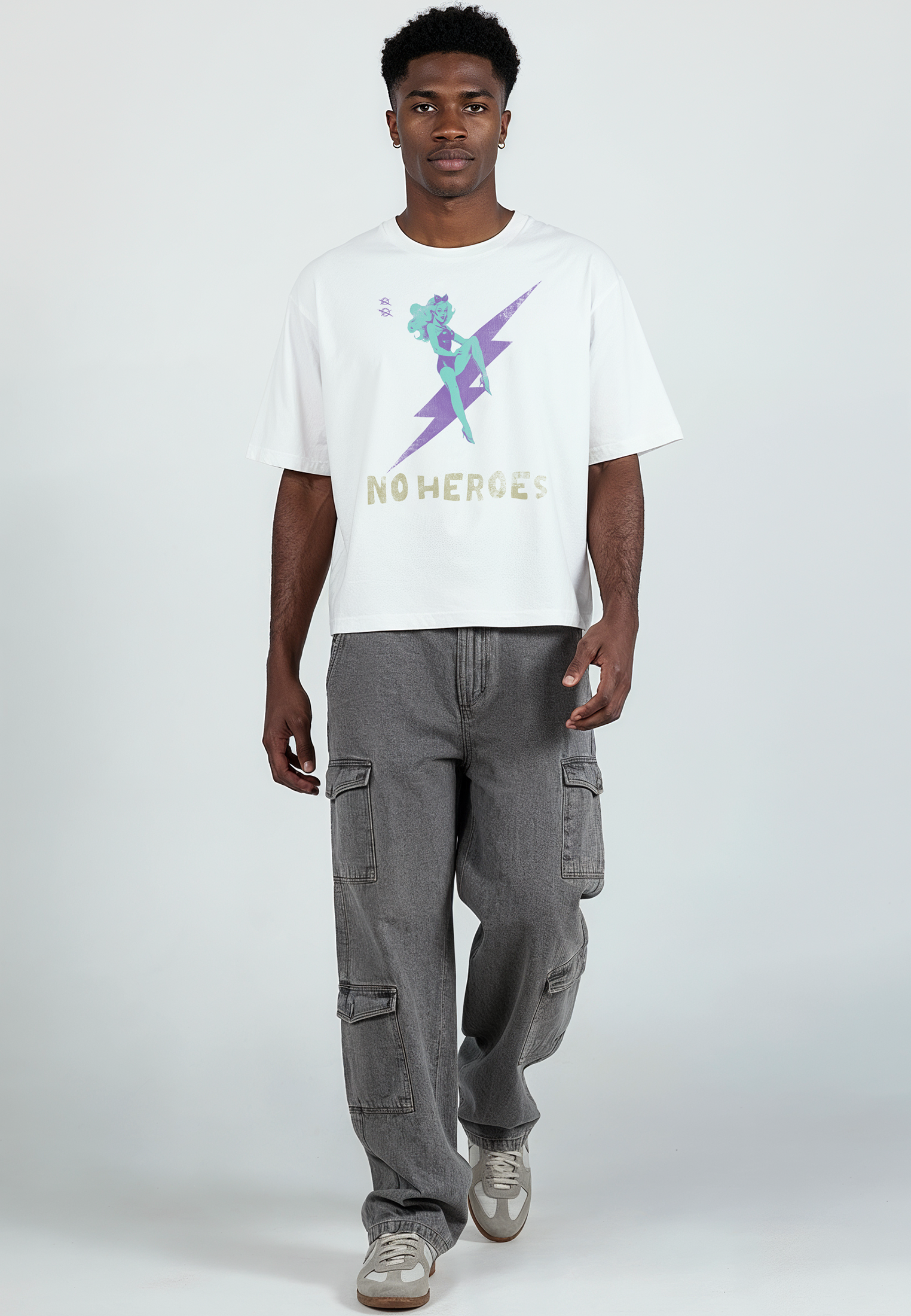 NO HEROES CROP T-SHIRT WHITE