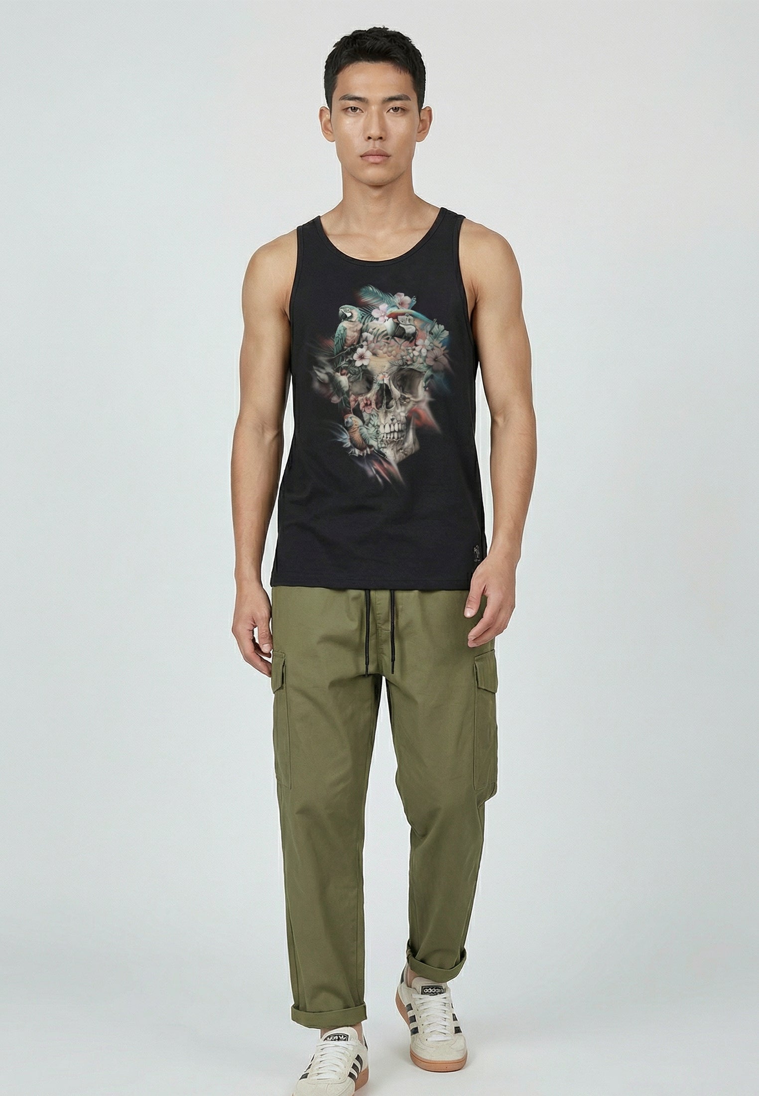 SKULL PARROT VEST BLACK