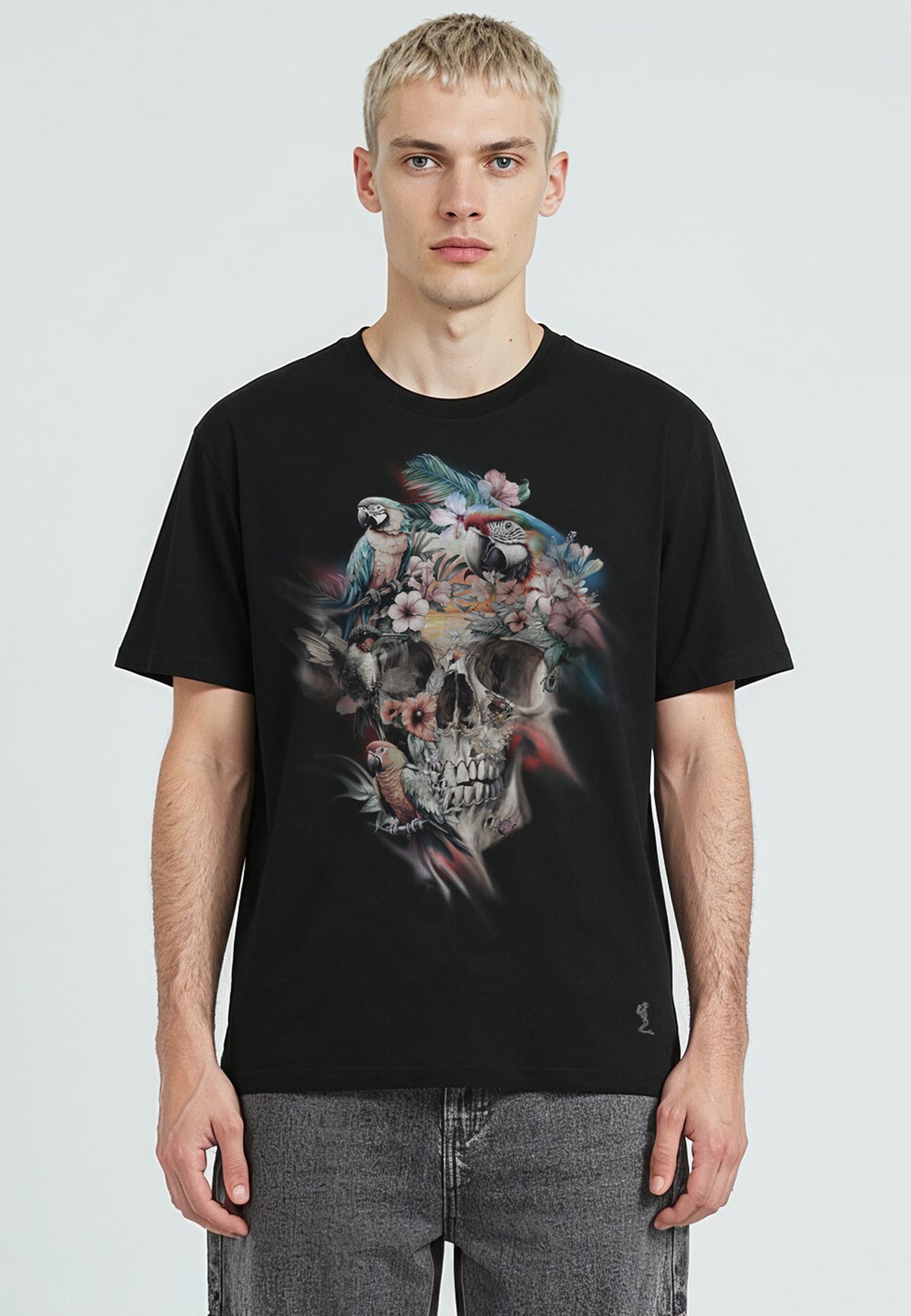 SKULL PARROT T-SHIRT BLACK