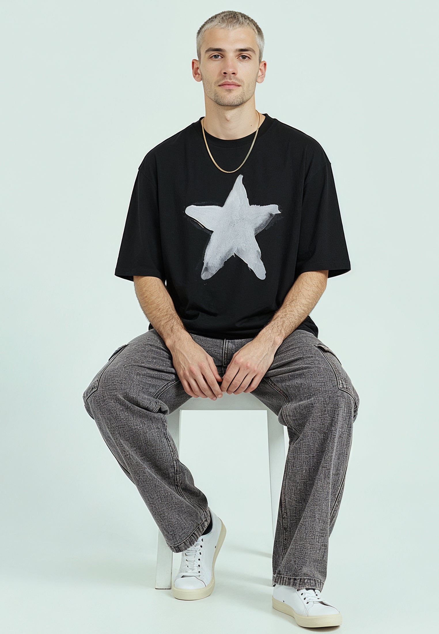STAR CROP T-SHIRT BLACK