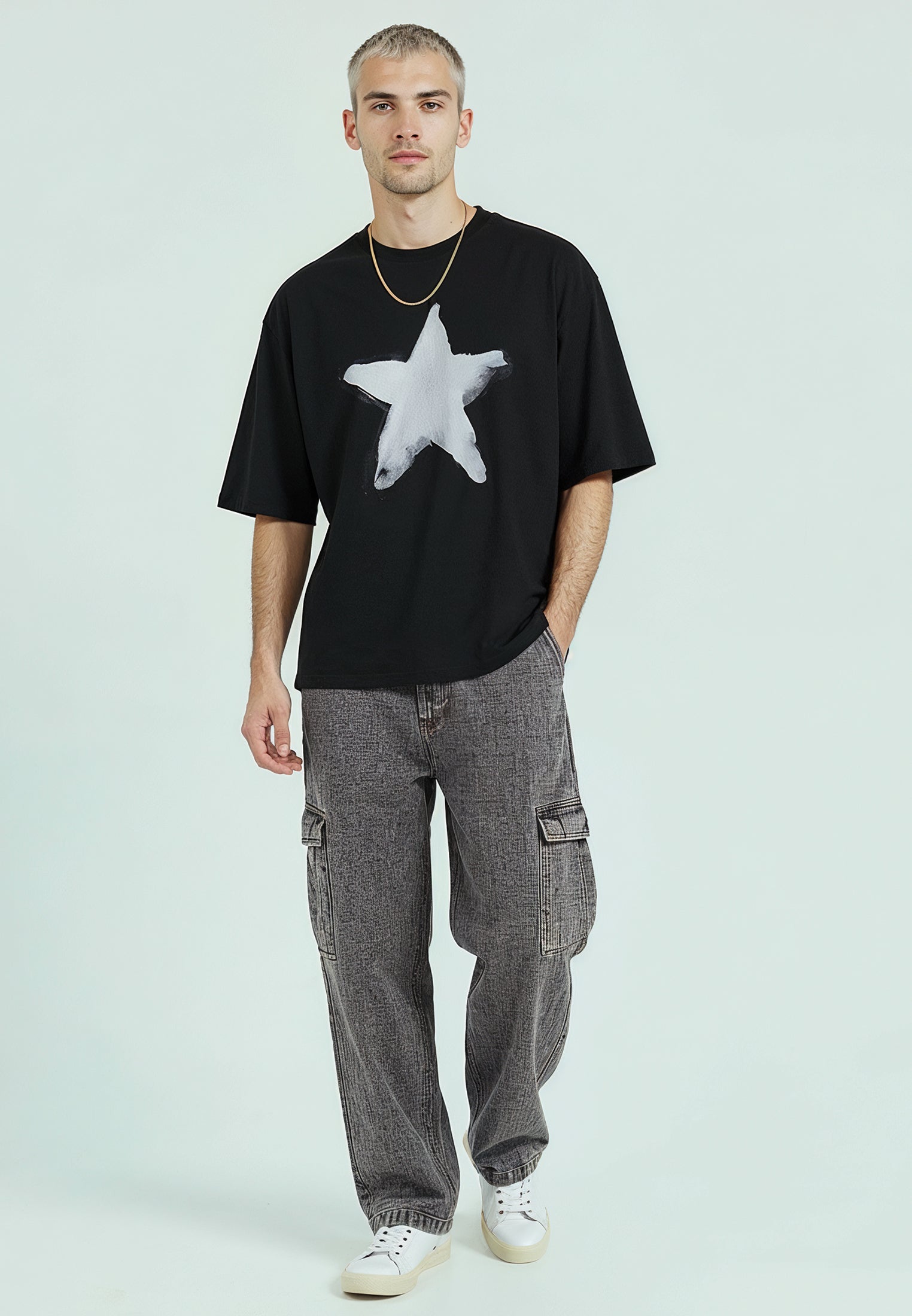 STAR CROP T-SHIRT BLACK