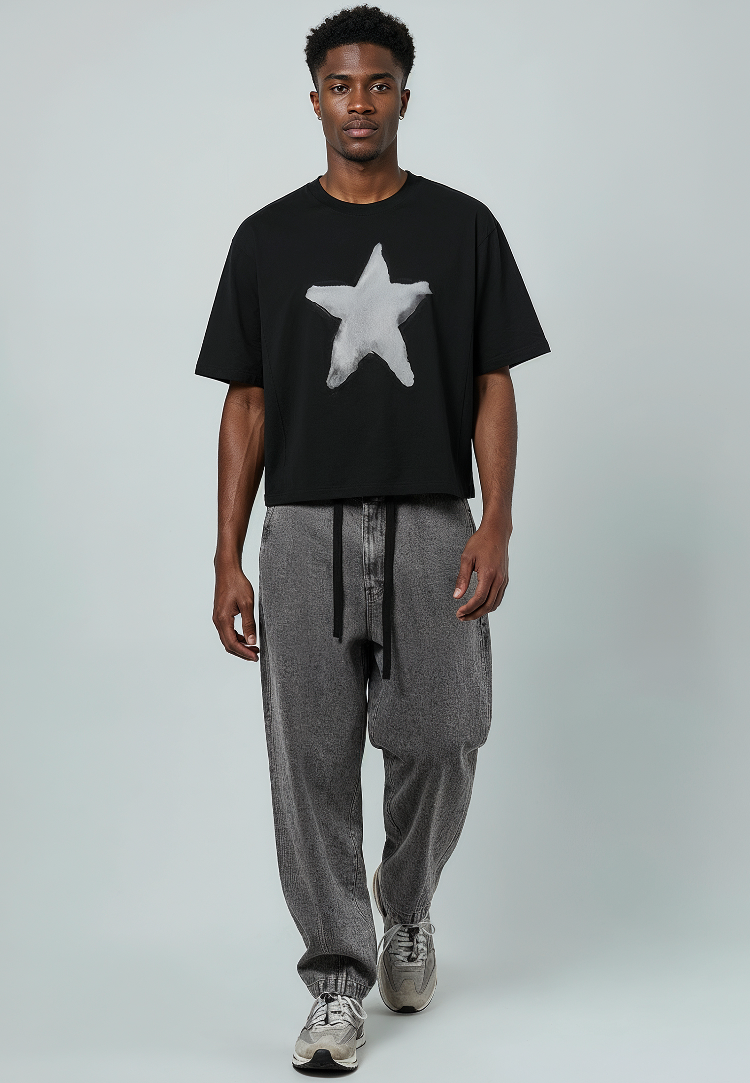 STAR CROP T-SHIRT BLACK
