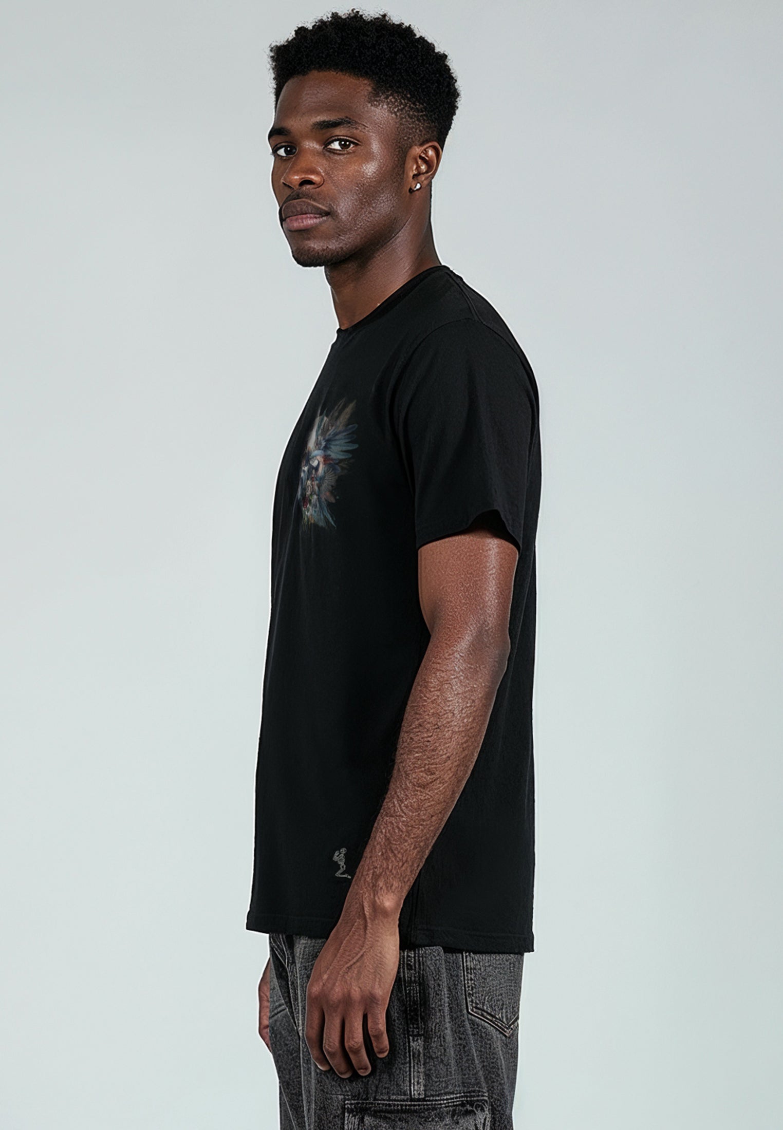 WATER COLOUR SKULL T-SHIRT BLACK