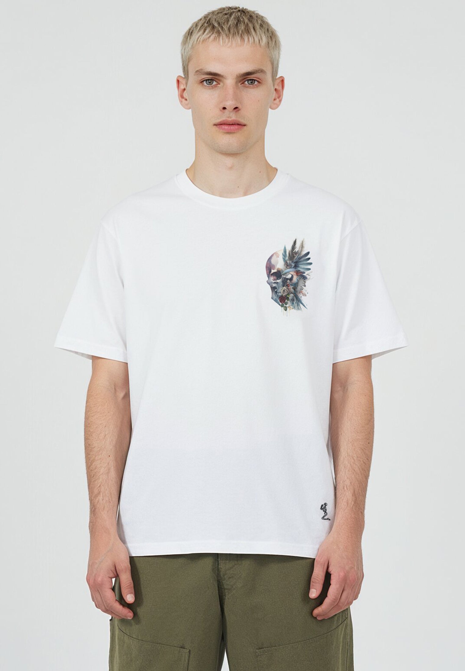 WATER COLOUR SKULL T-SHIRT WHITE
