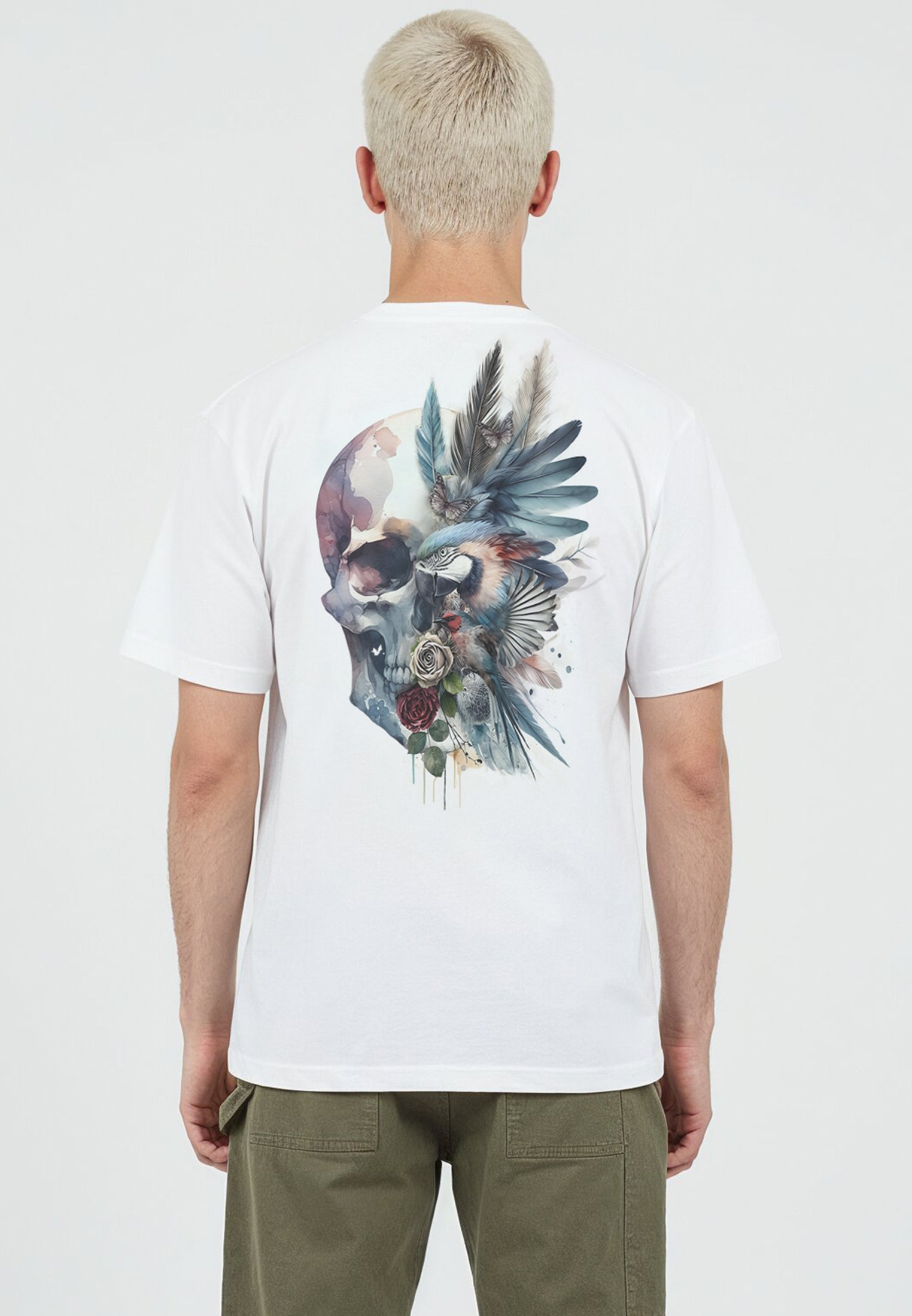 WATER COLOUR SKULL T-SHIRT WHITE