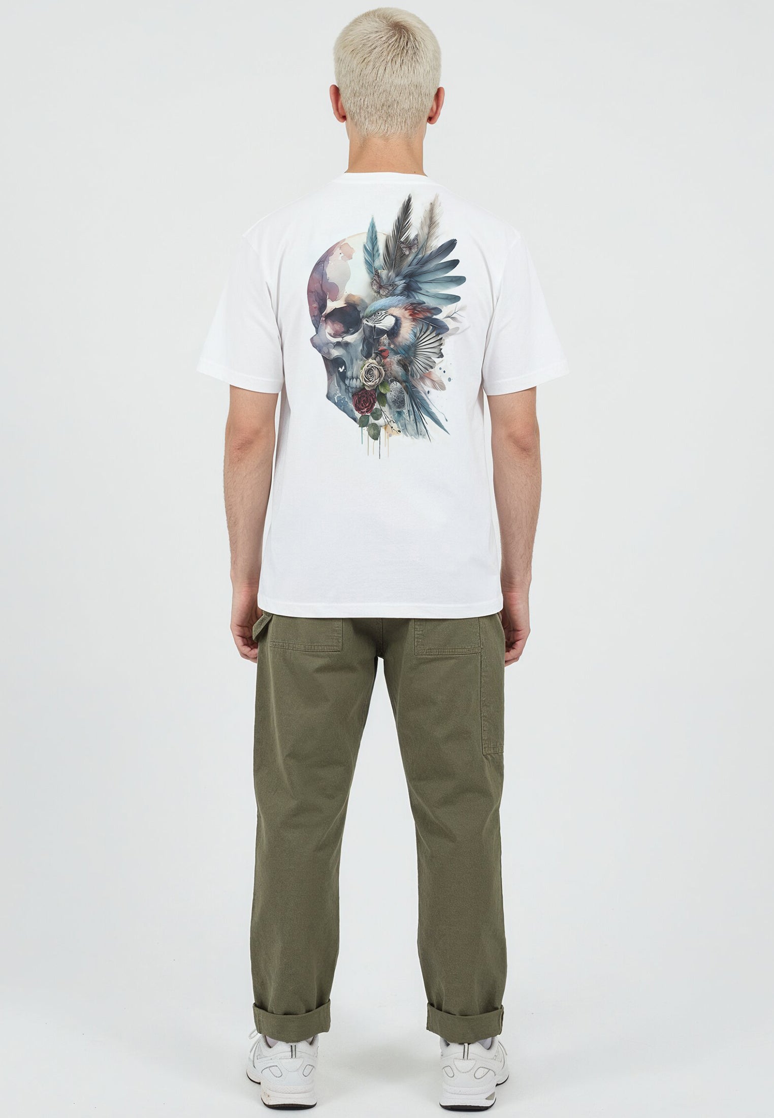 WATER COLOUR SKULL T-SHIRT WHITE