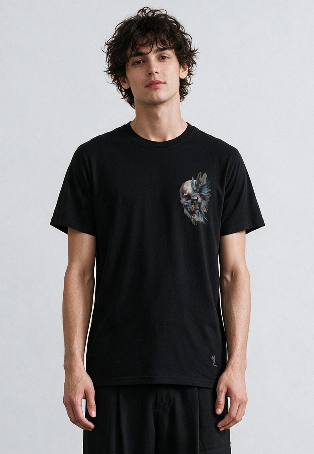 WATER COLOUR SKULL T-SHIRT BLACK