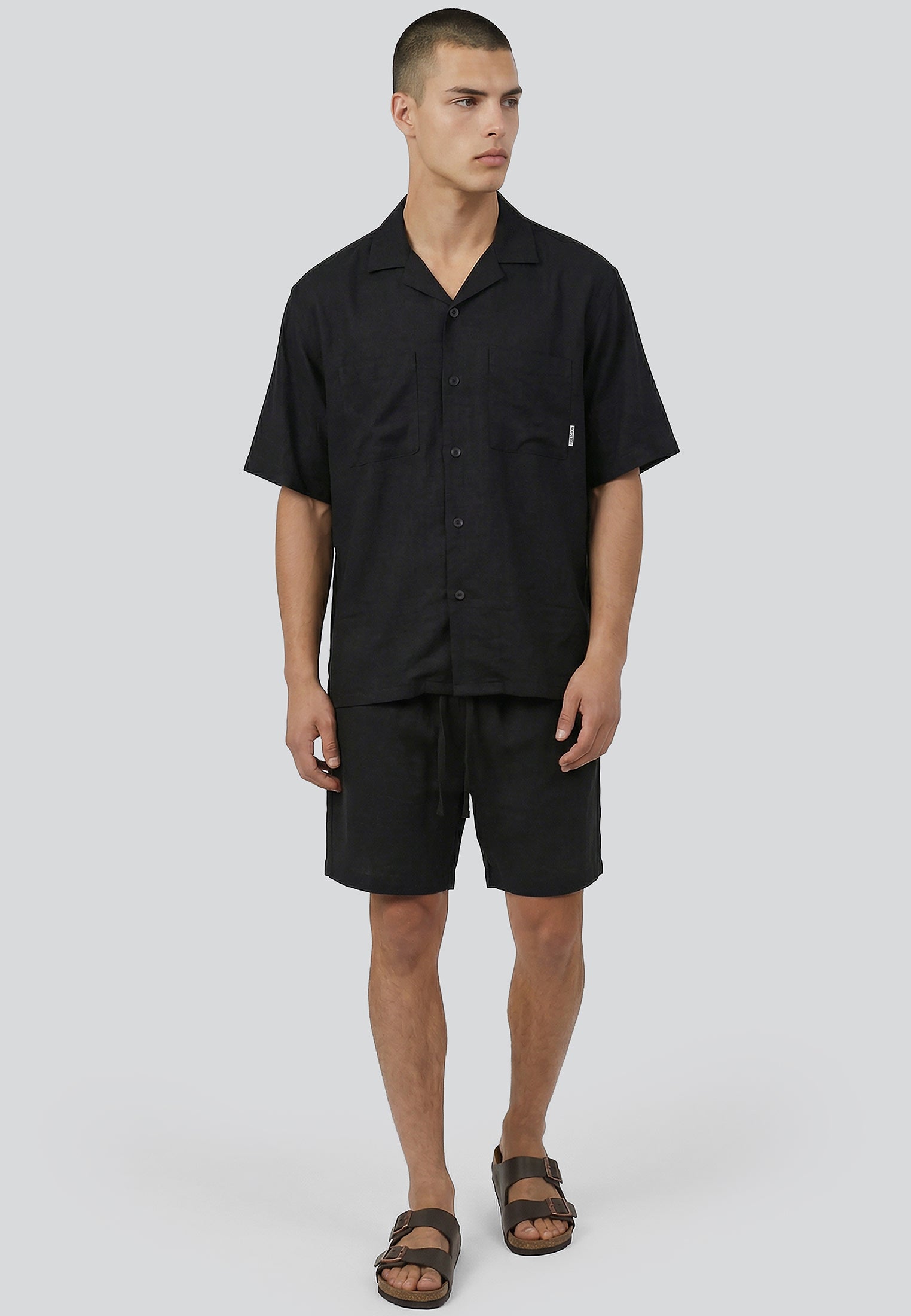 LINEN TWO POCKET SHIRT BLACK
