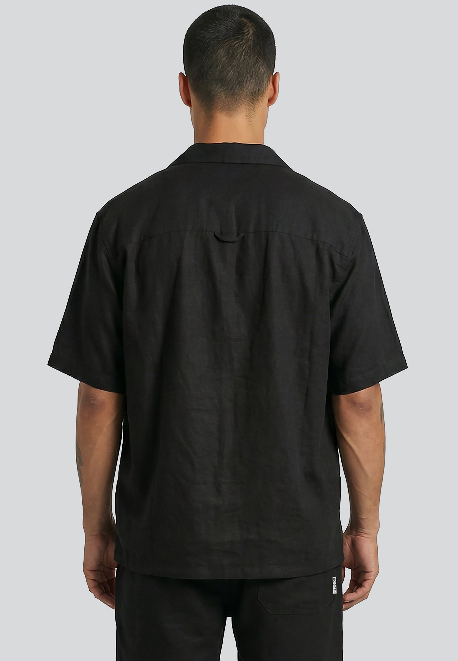 LINEN TWO POCKET SHIRT BLACK