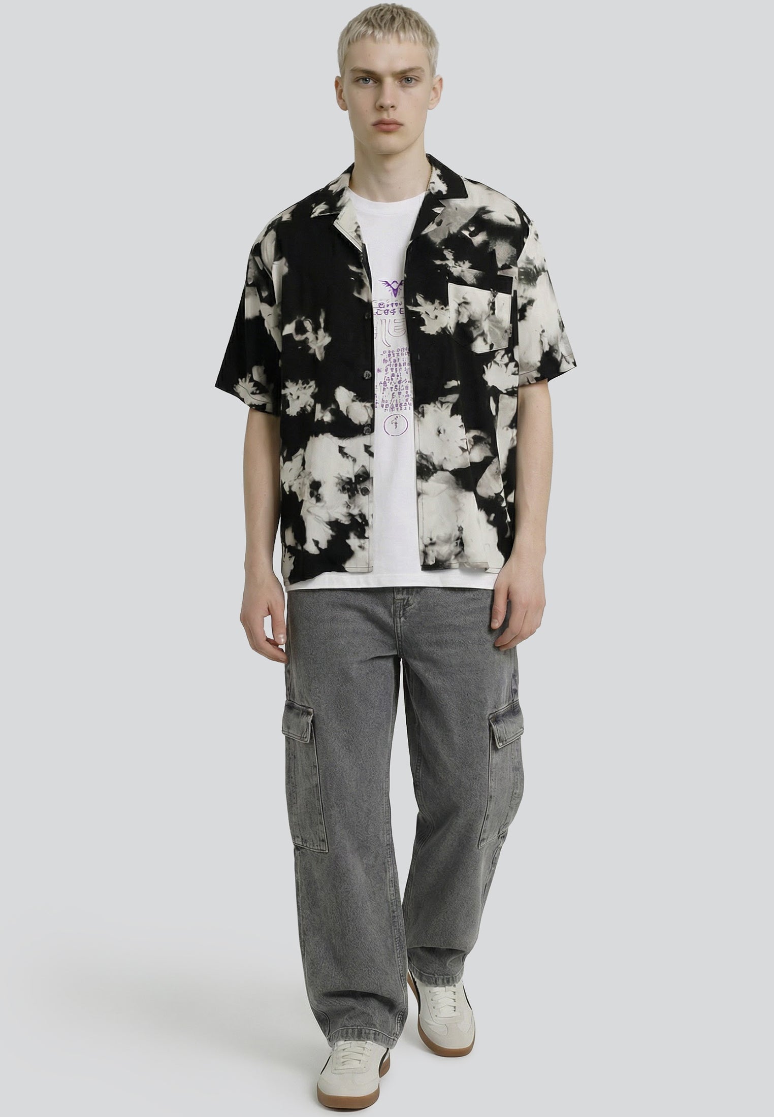 ABSTRACT ROSE SHIRT OFF WHITE & BLACK