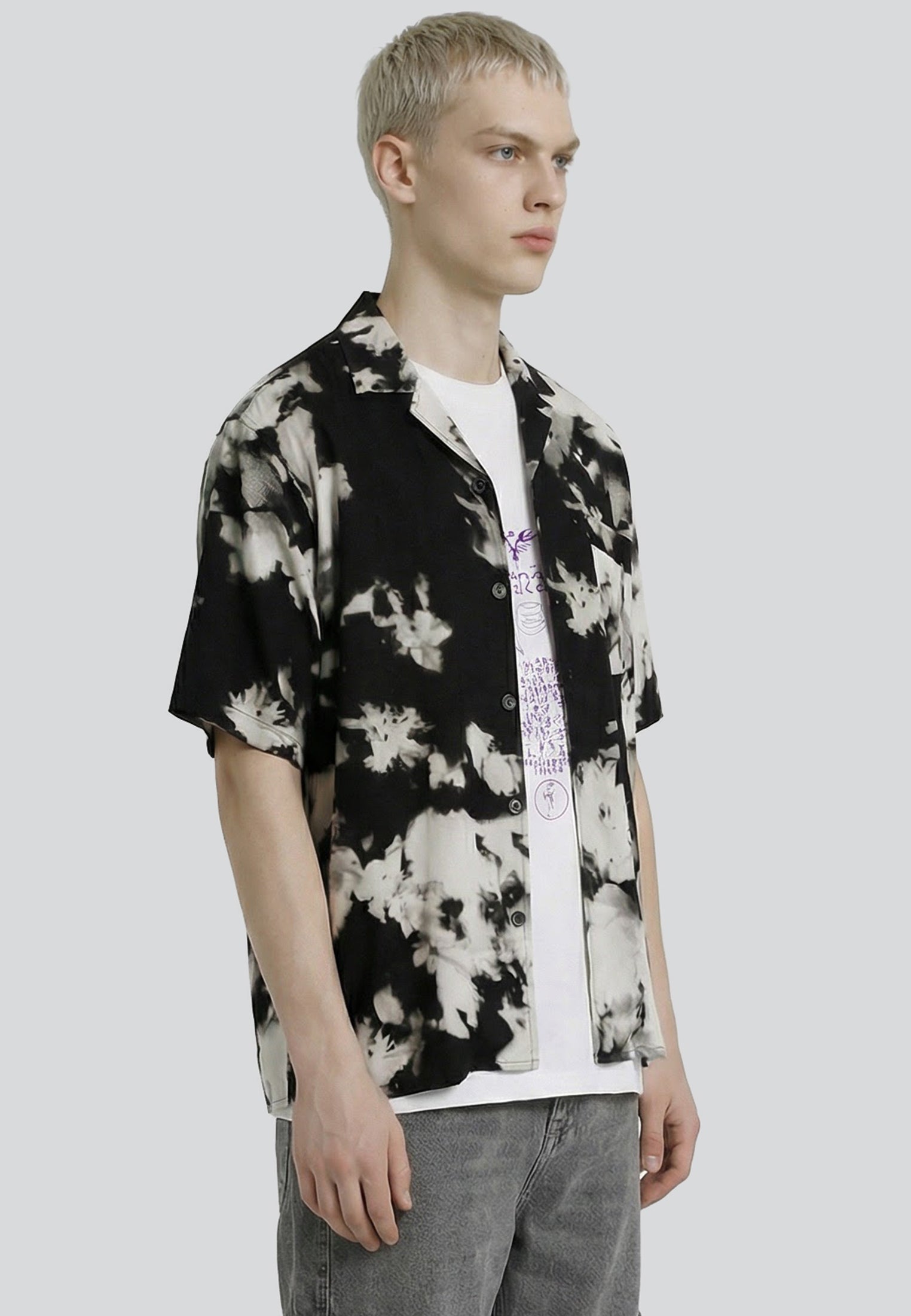 ABSTRACT ROSE SHIRT OFF WHITE & BLACK