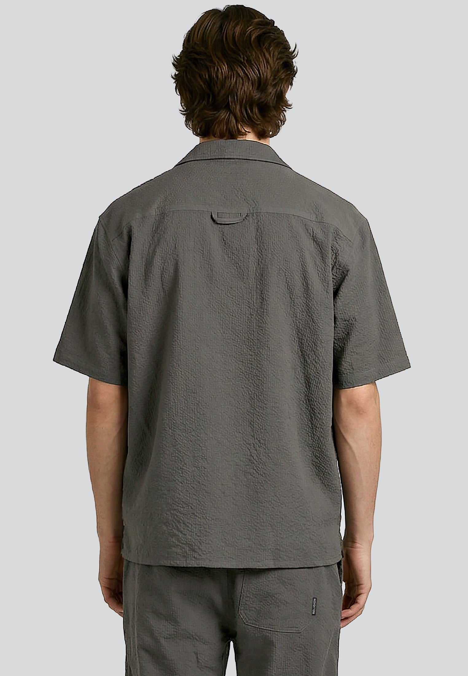 CRINKLE SHORT SLEEVE SHIRT SLATE