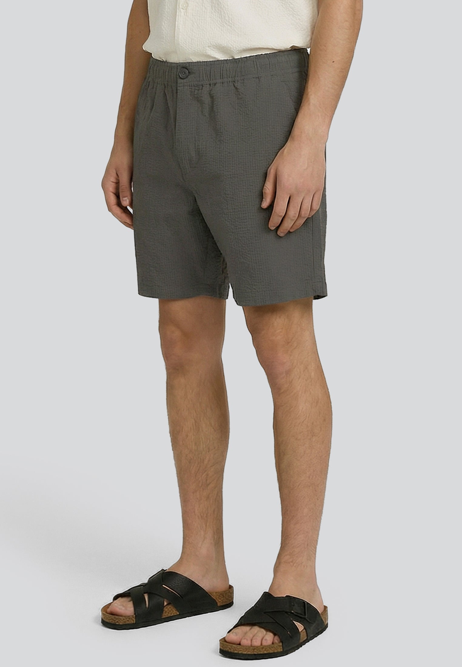 CRINKLE CHINO SHORTS SLATE