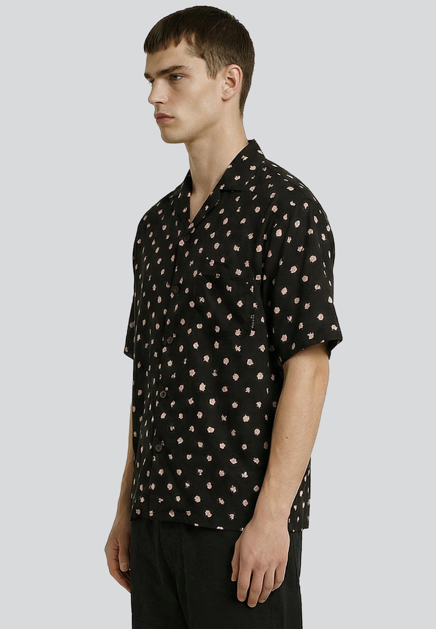 FLOWER POLKA SHIRT OFF WHITE & BLACK