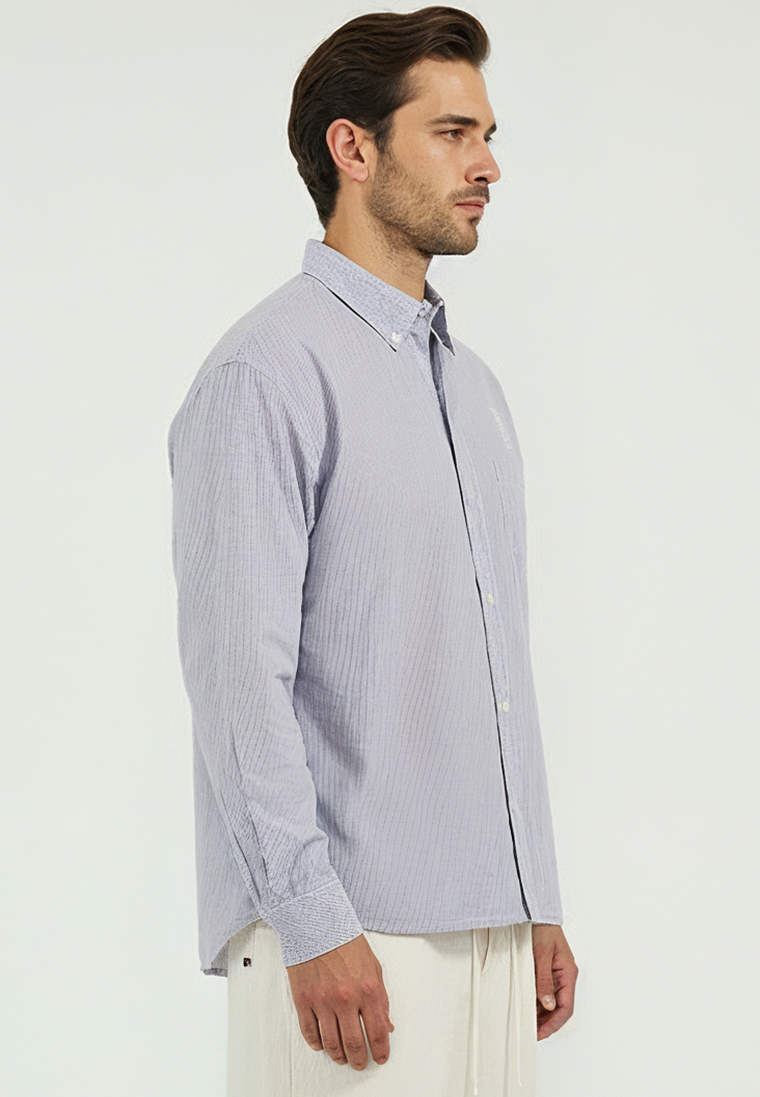 EMBROIDERY SKULL SHIRT LIGHT BLUE