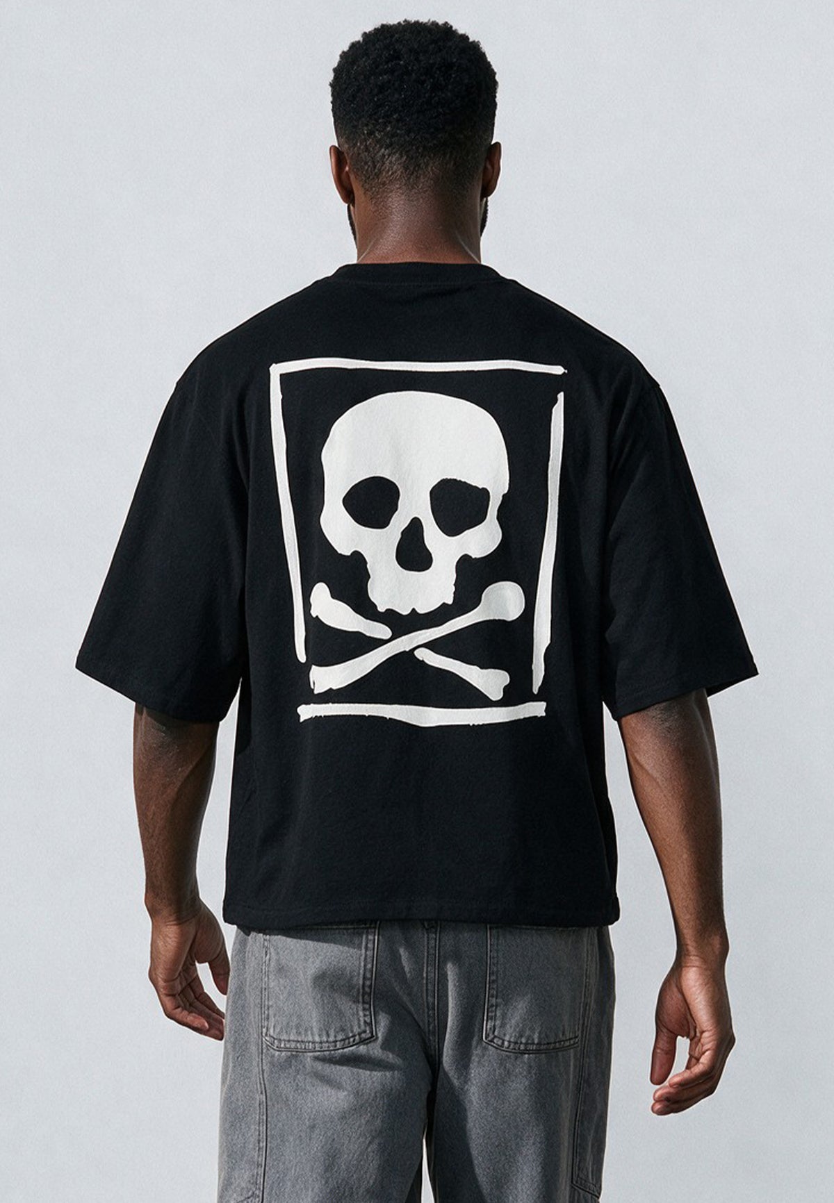 APPLIQUE SKULL BOXY T-SHIRT BLACK