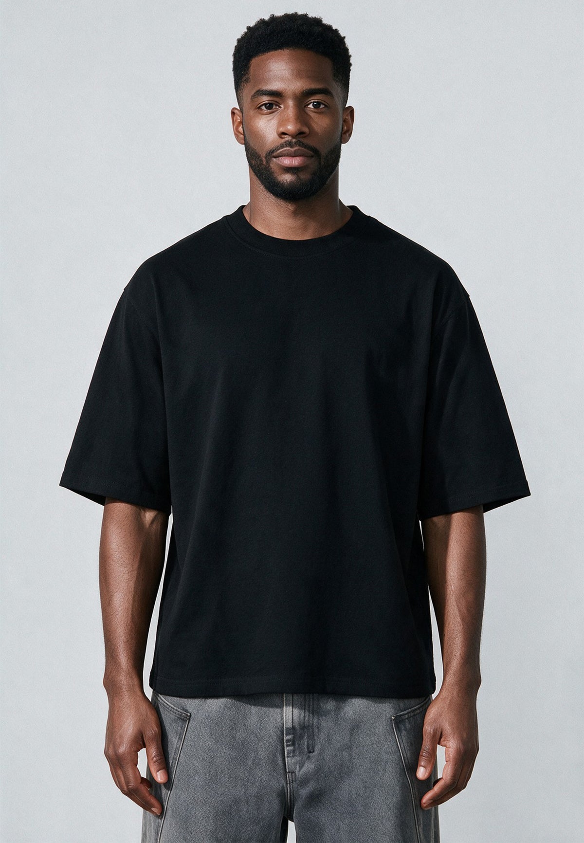 APPLIQUE SKULL BOXY T-SHIRT BLACK