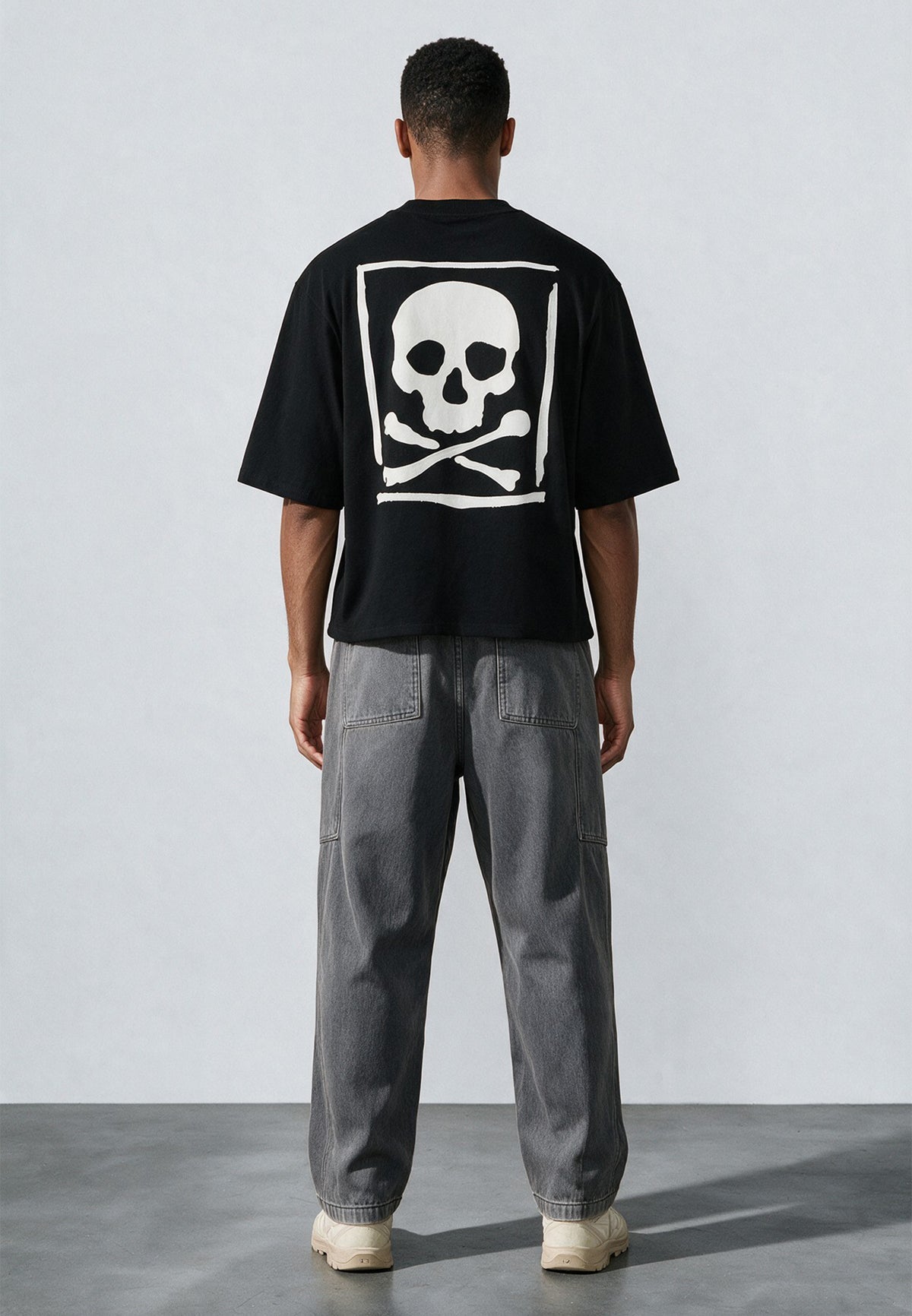 APPLIQUE SKULL BOXY T-SHIRT BLACK