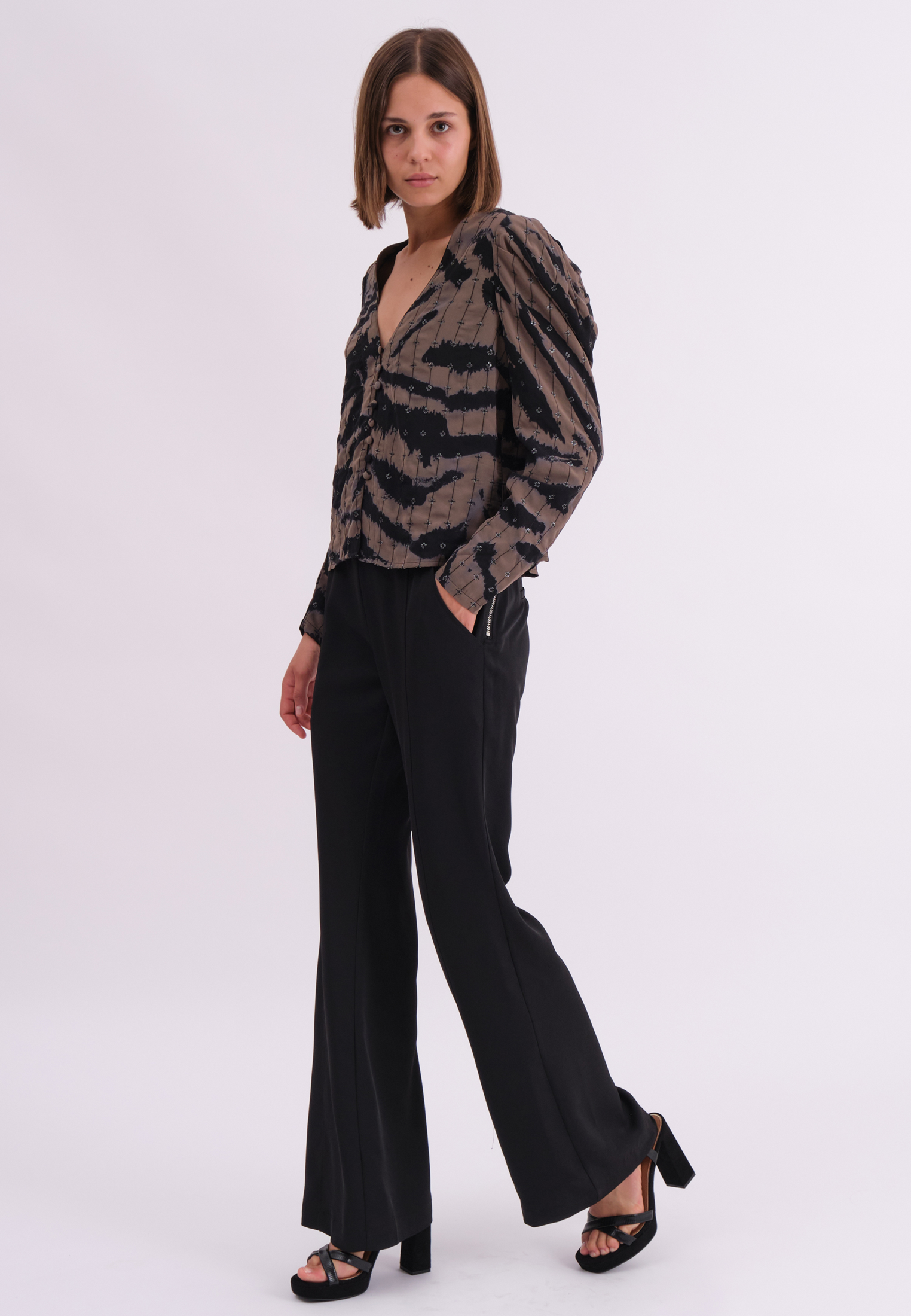 SHINE TOP ZEBRA TAUPE