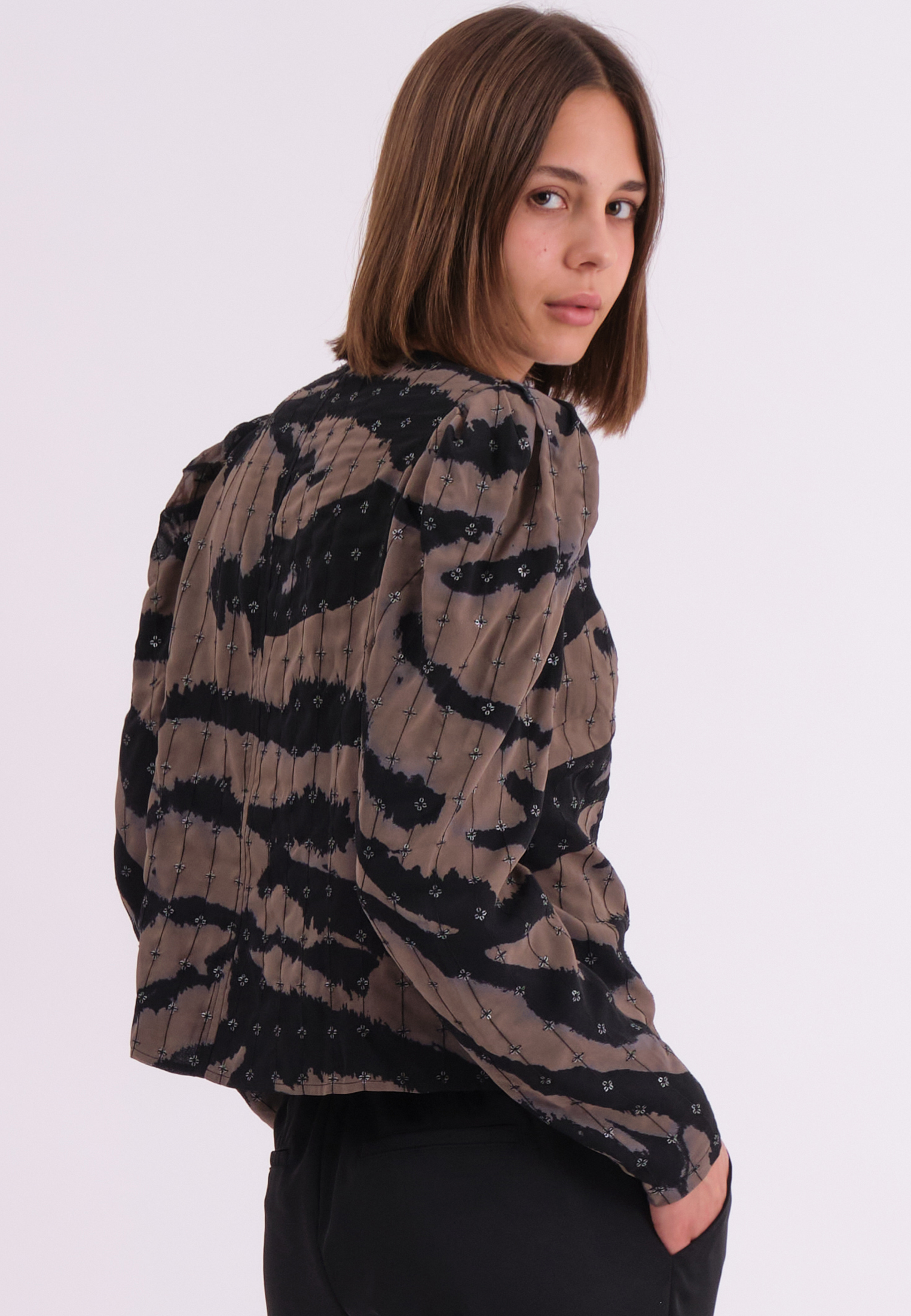 SHINE TOP ZEBRA TAUPE