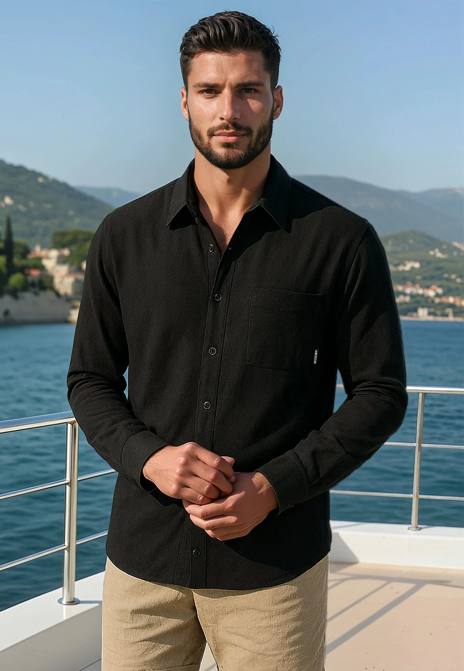 MONACO LONG SLEEVE HOLIDAY SHIRT MIDNIGHT