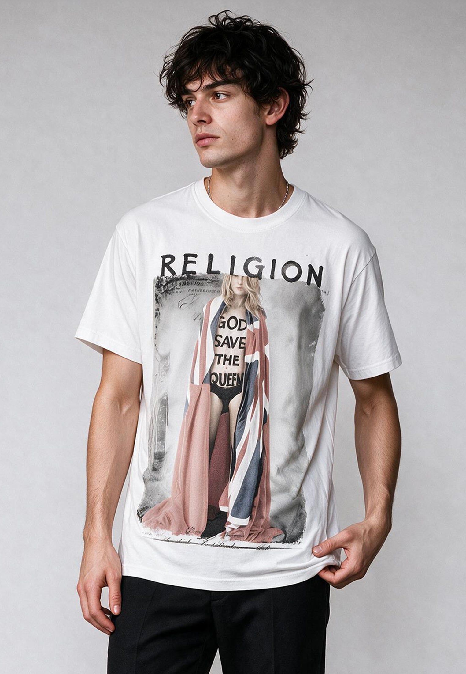 RELIGION God Save The Queen White T-Shirt