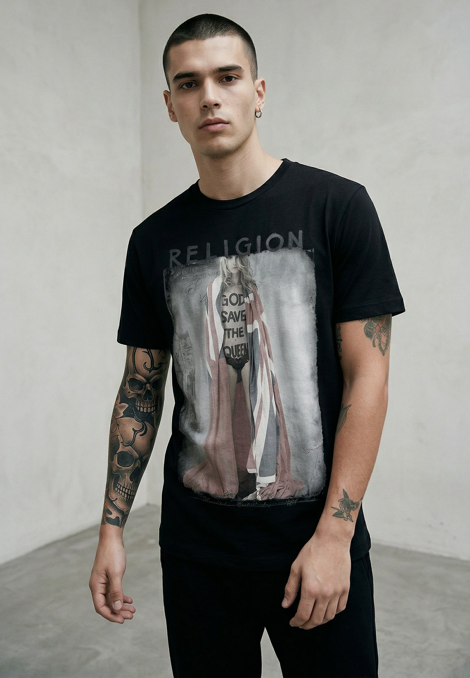RELIGION God Save The Queen Black T-Shirt