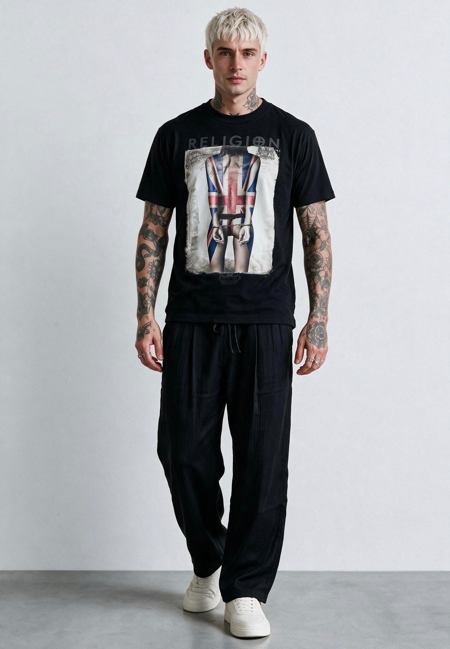 UNION JACK TATTOO T-SHIRT BLACK