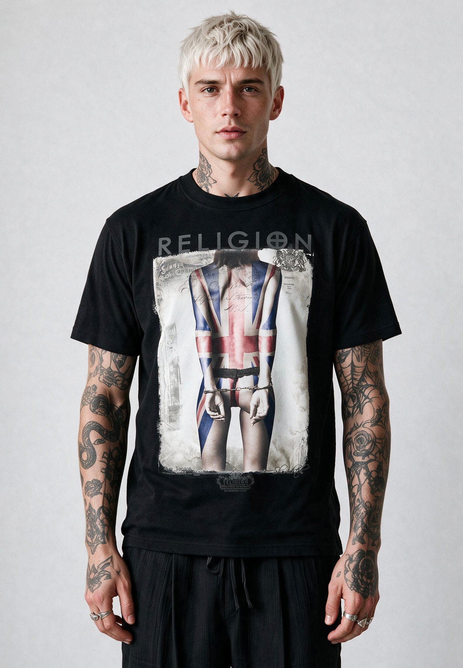 UNION JACK TATTOO T-SHIRT BLACK