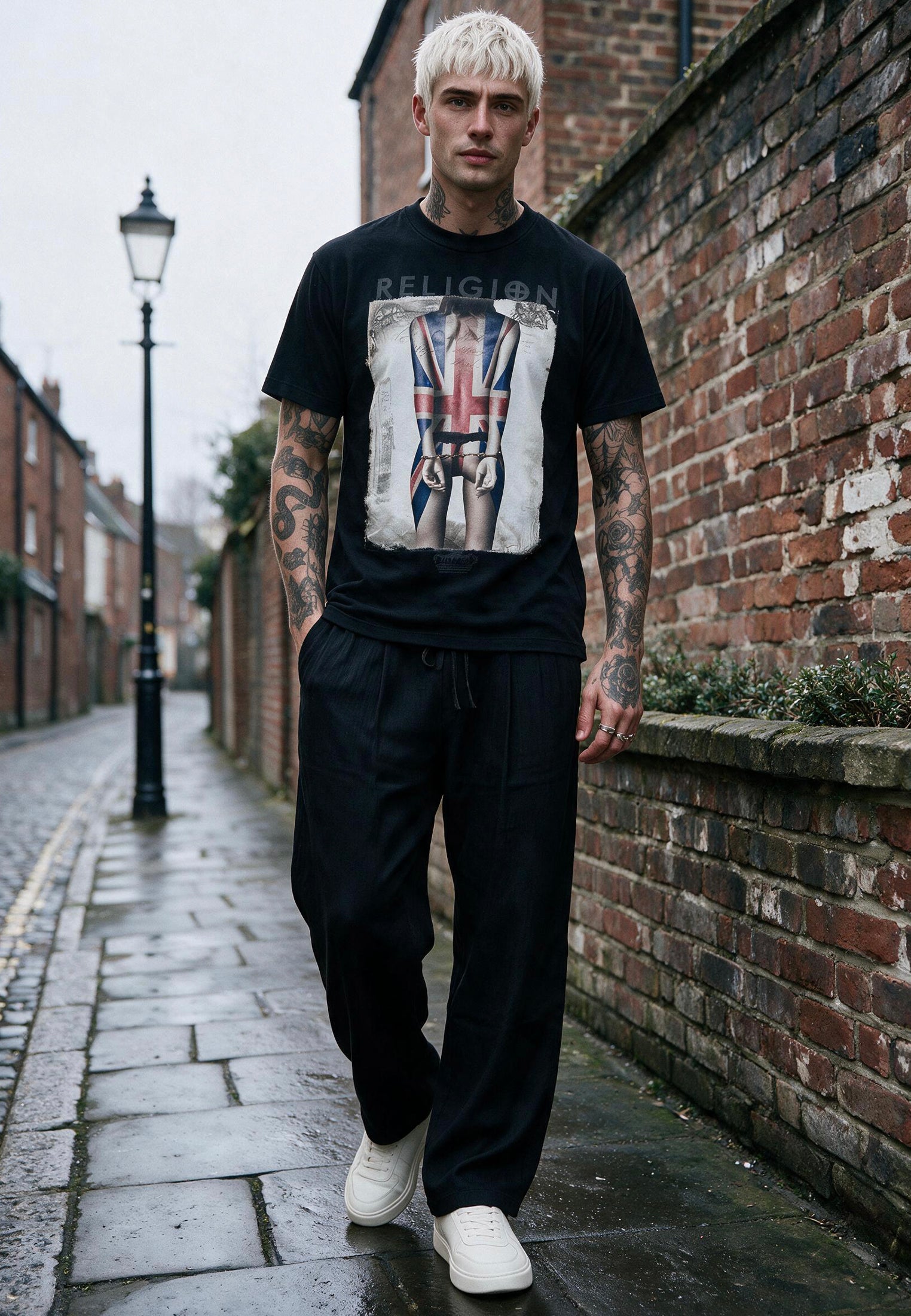 UNION JACK TATTOO T-SHIRT BLACK