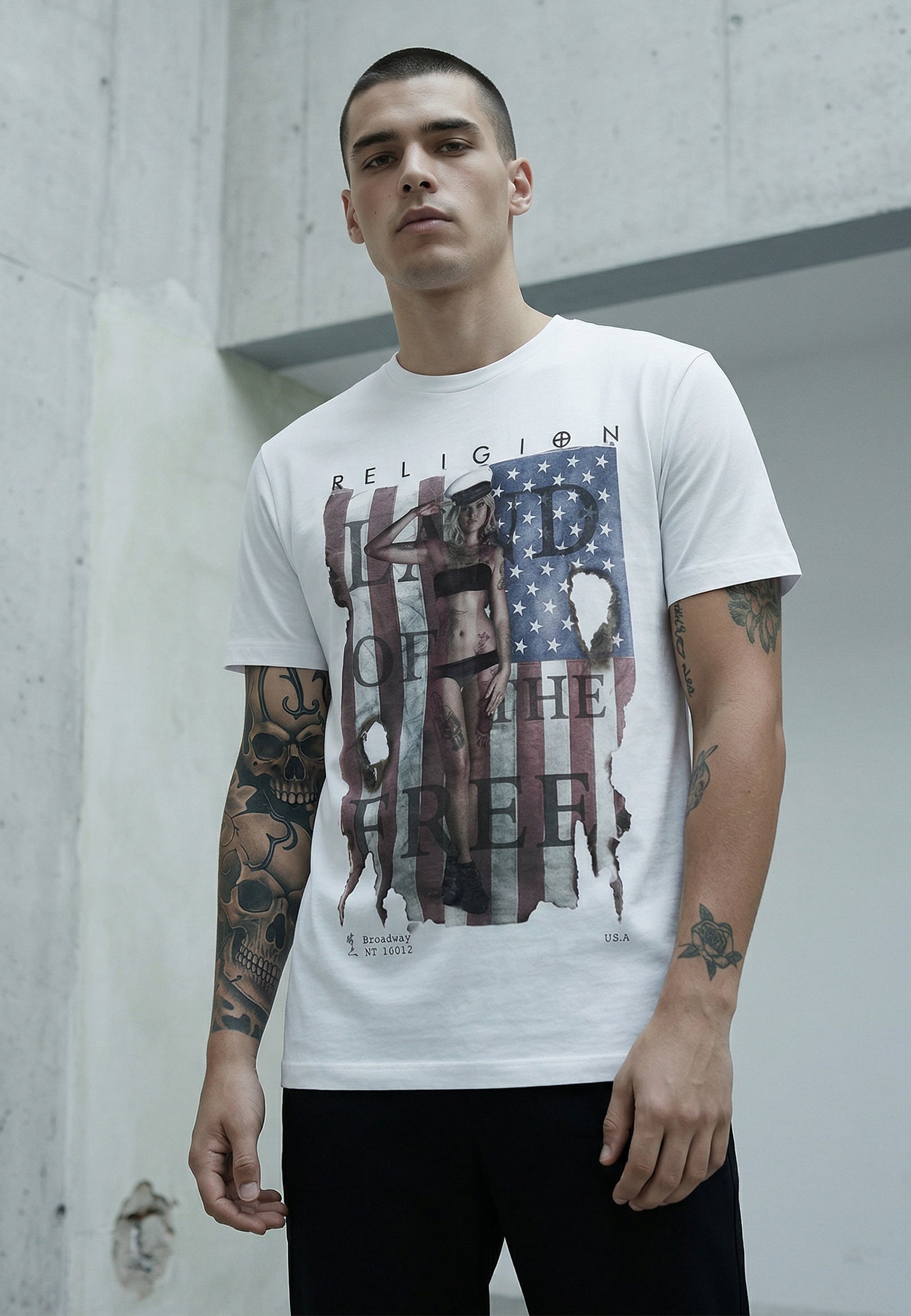 LAND OF THE FREE WHITE T-SHIRT