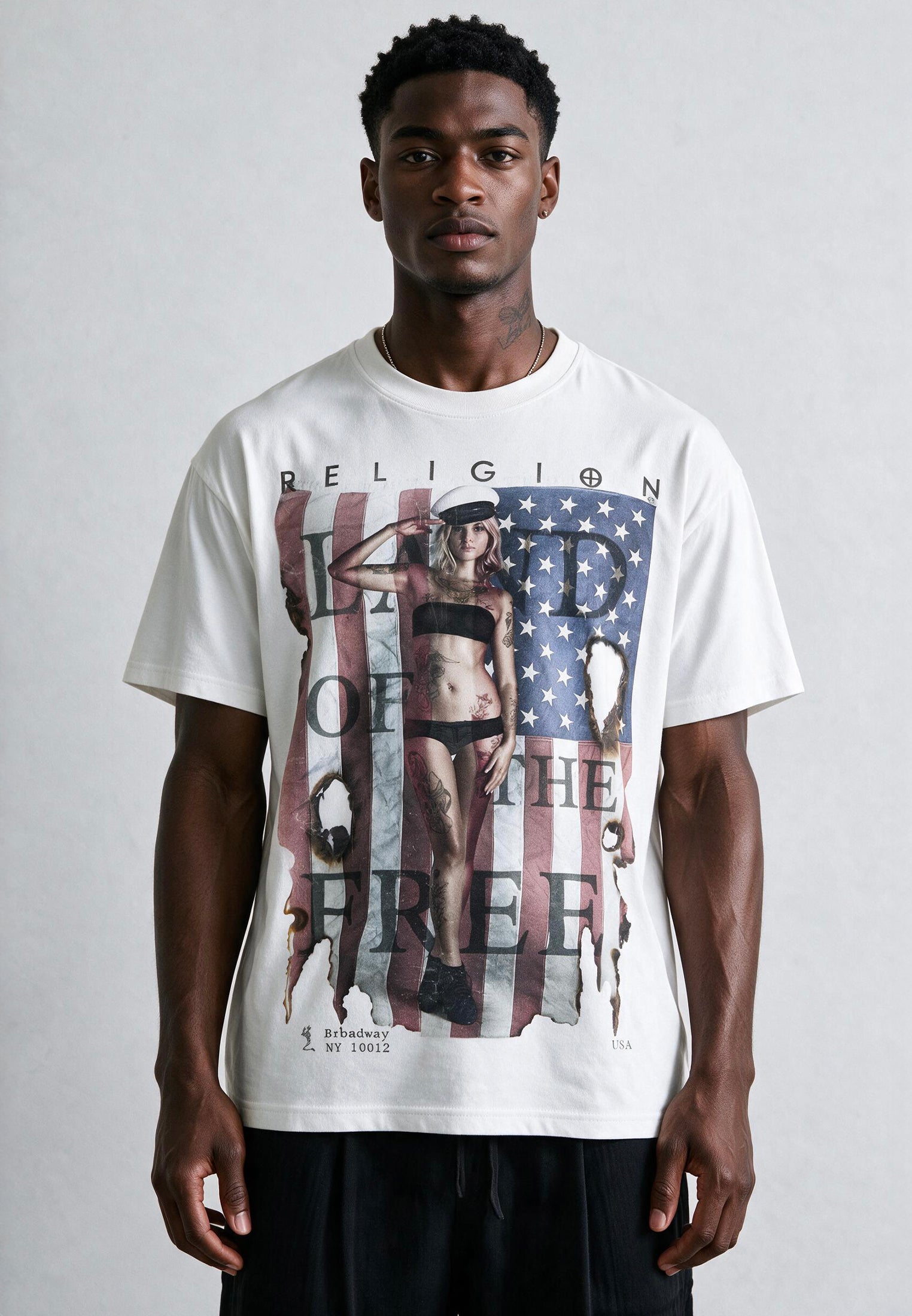 LAND OF THE FREE WHITE T-SHIRT