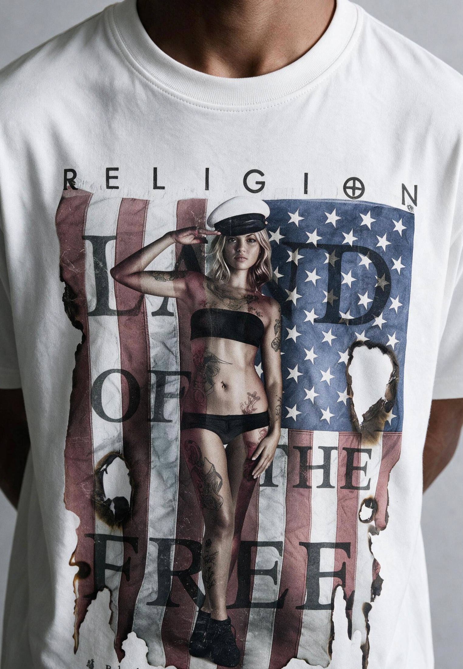 LAND OF THE FREE WHITE T-SHIRT