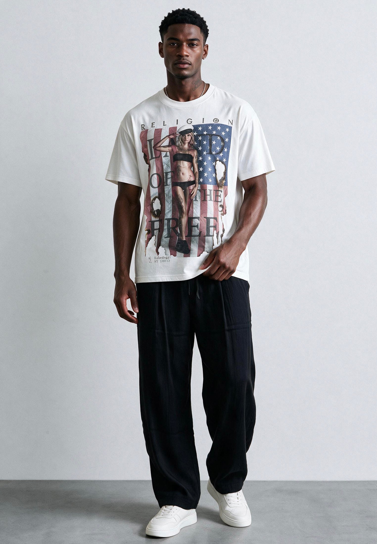 LAND OF THE FREE WHITE T-SHIRT